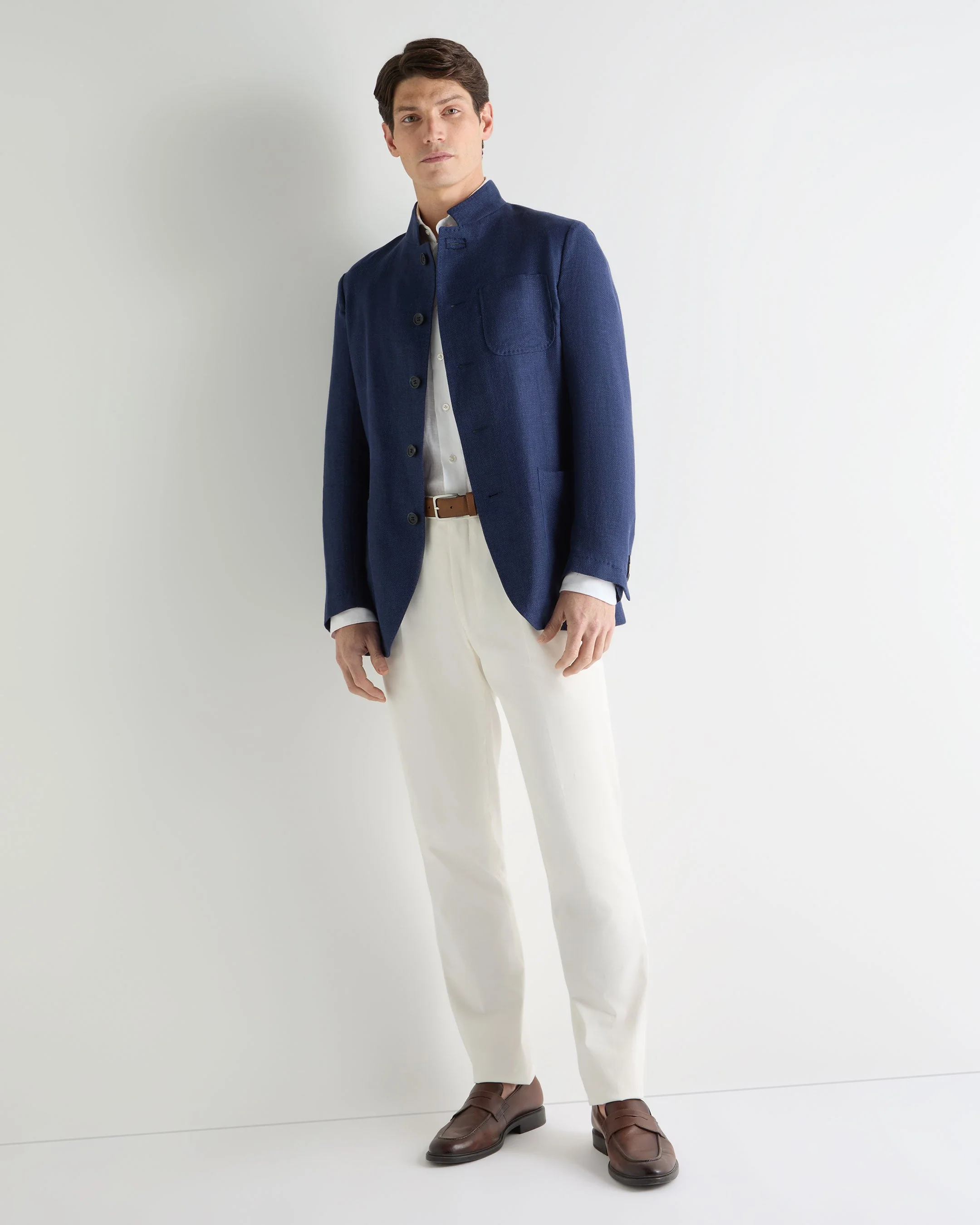 Men's Portofino Linen Blend Jacket Navy Blue - Image 3