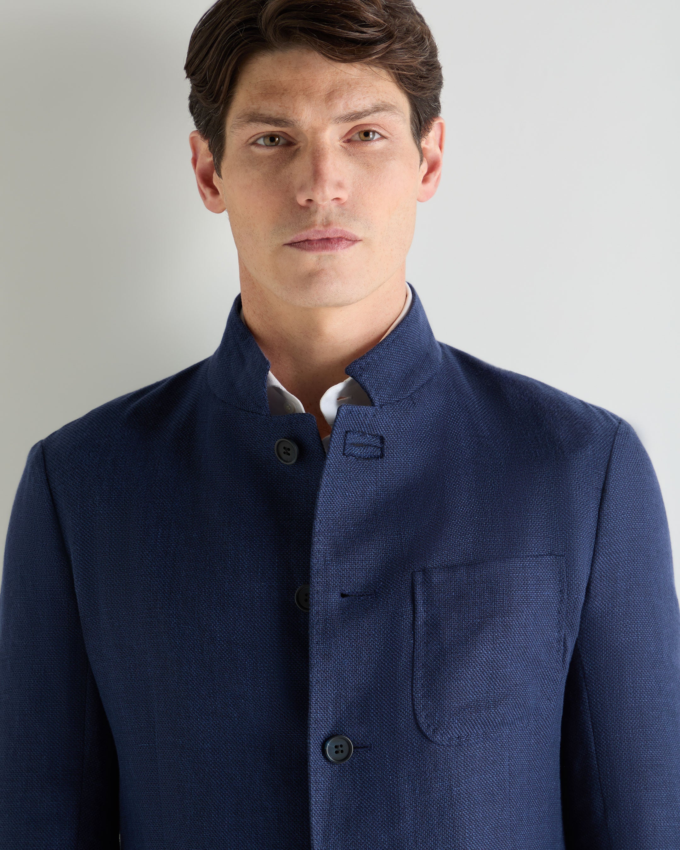 Men's Portofino Linen Blend Jacket Navy Blue - Image 6