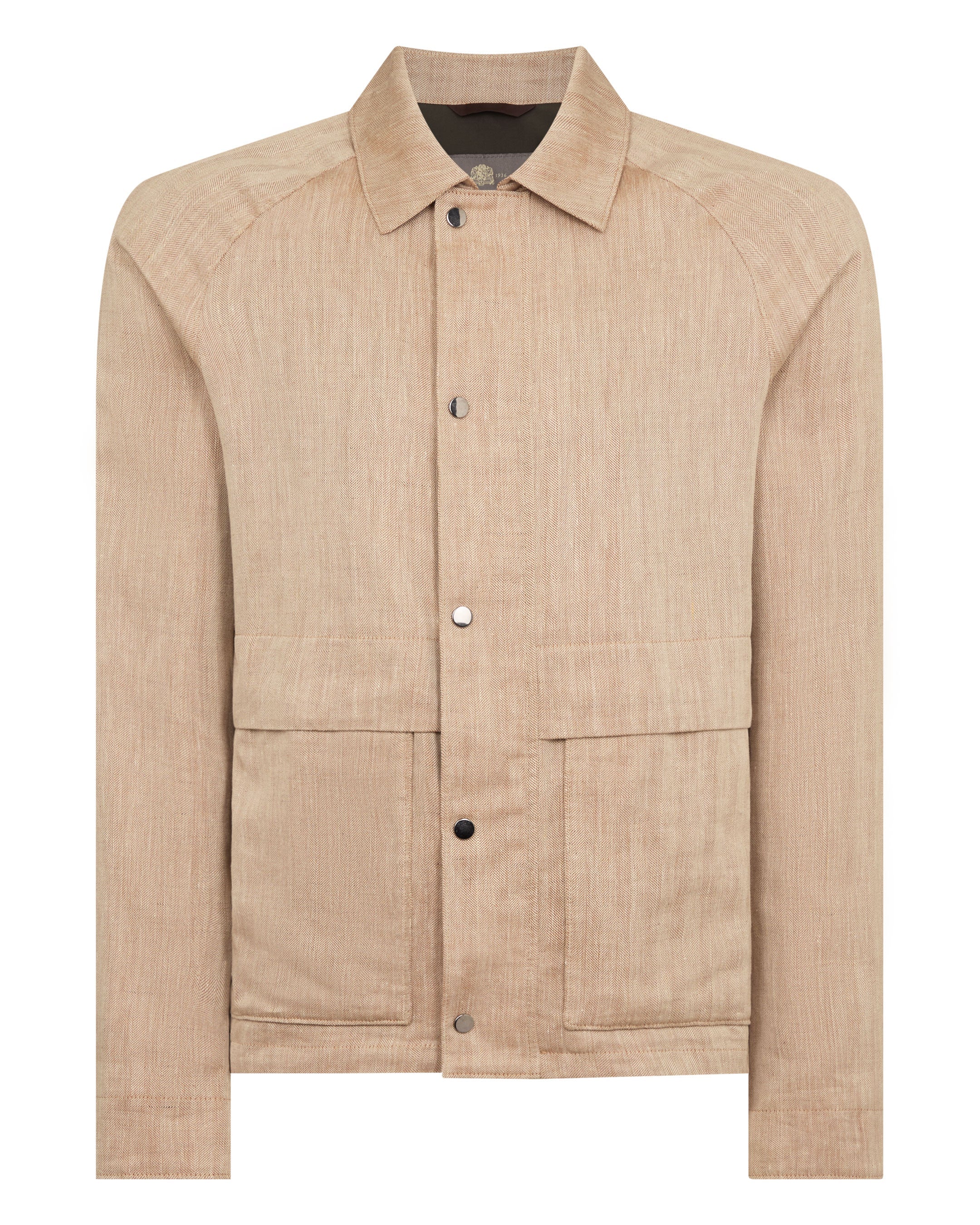 Men's Raglan Linen Blend Herringbone Jacket Light Brown - Image 2