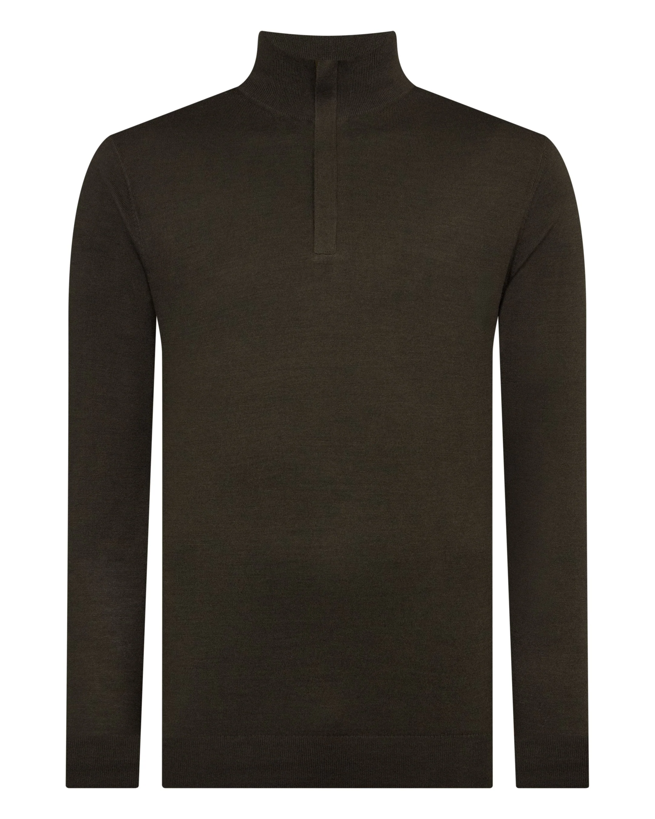 Men's Regent Fine Gauge Cashmere Half Zip Sweater Arabica Khaki Green - Image 2