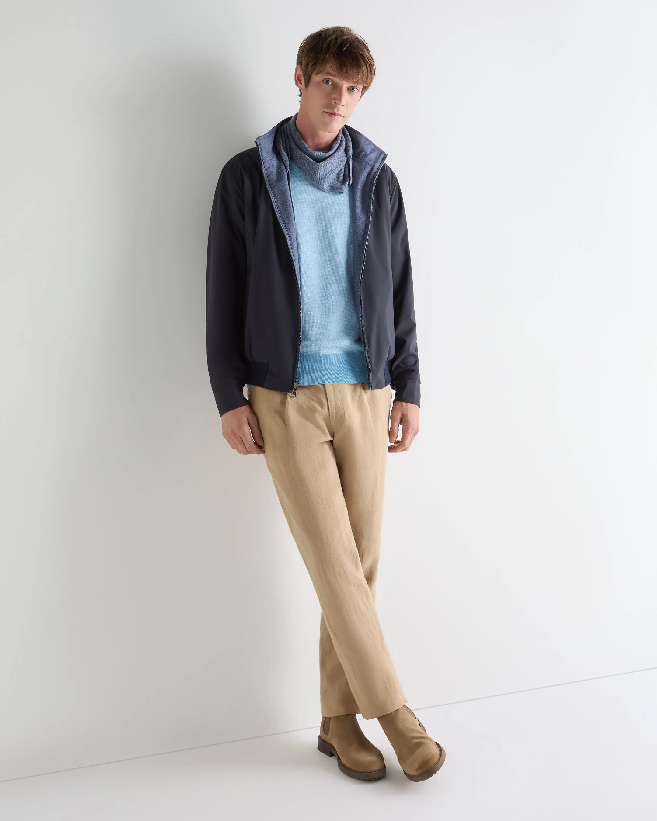 Men's Reversible Blouson Jacket Mid Blue - Image 3