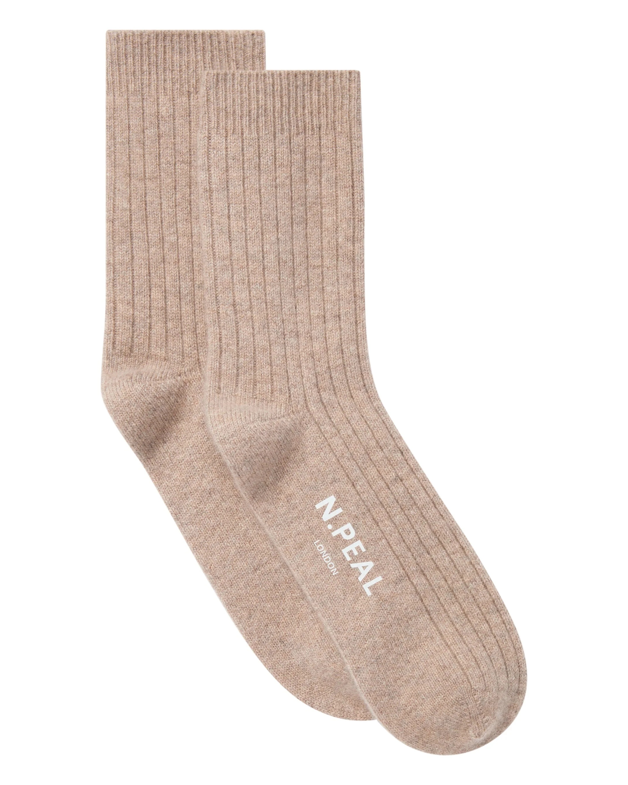 Men's Rib Cashmere House Socks Oatmeal Brown