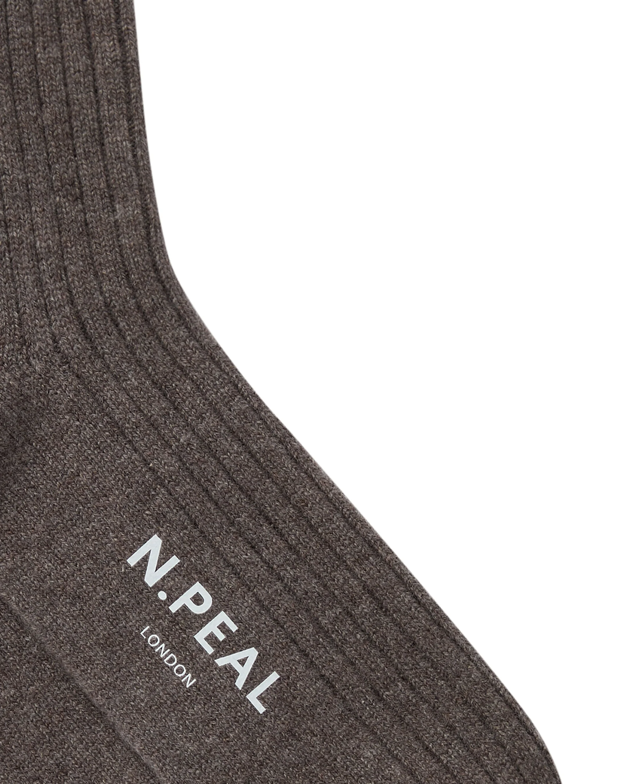 Men's Rib Cashmere House Socks Otter Brown - Image 2
