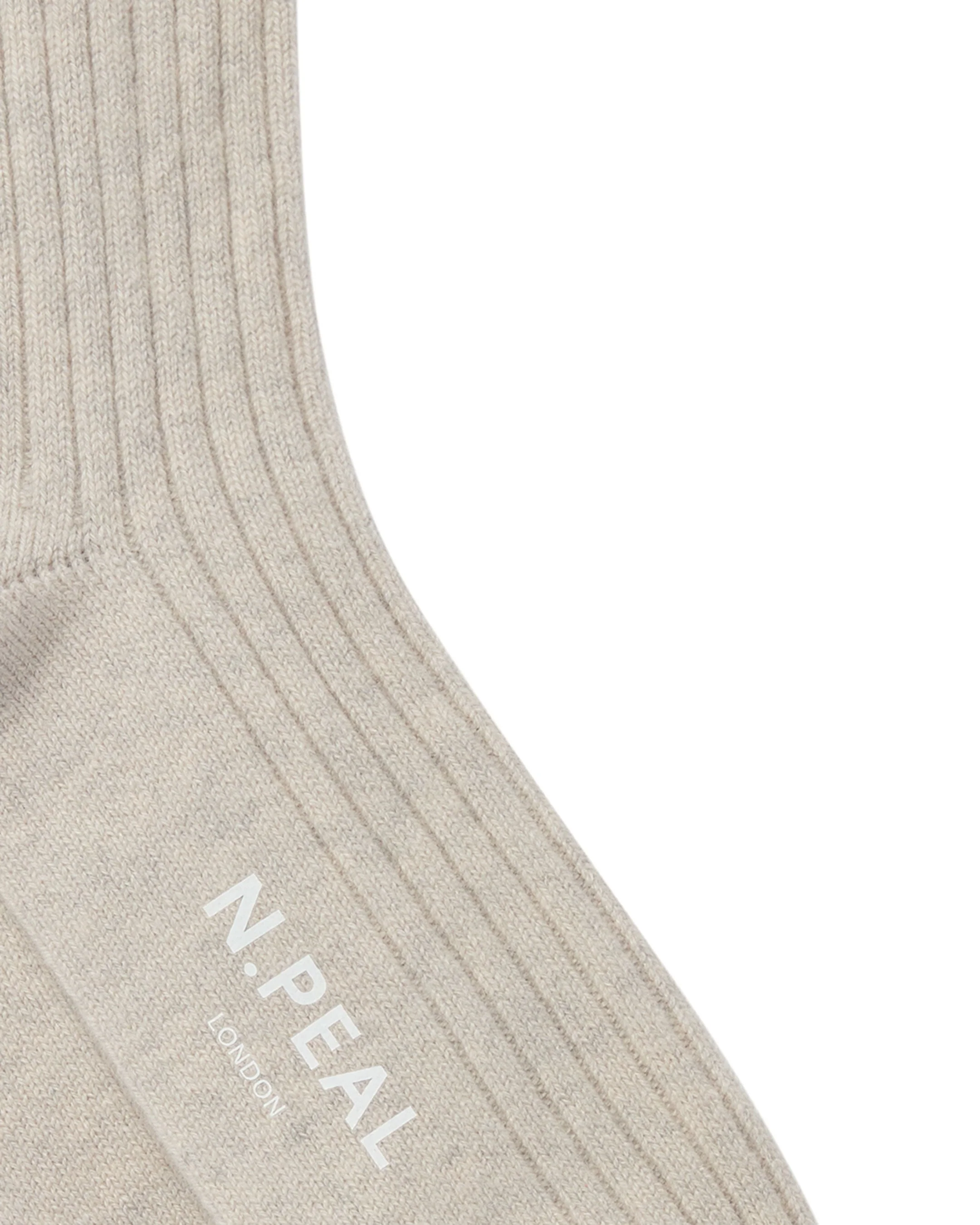 Men's Rib Cashmere House Socks Pebble Grey - Image 2