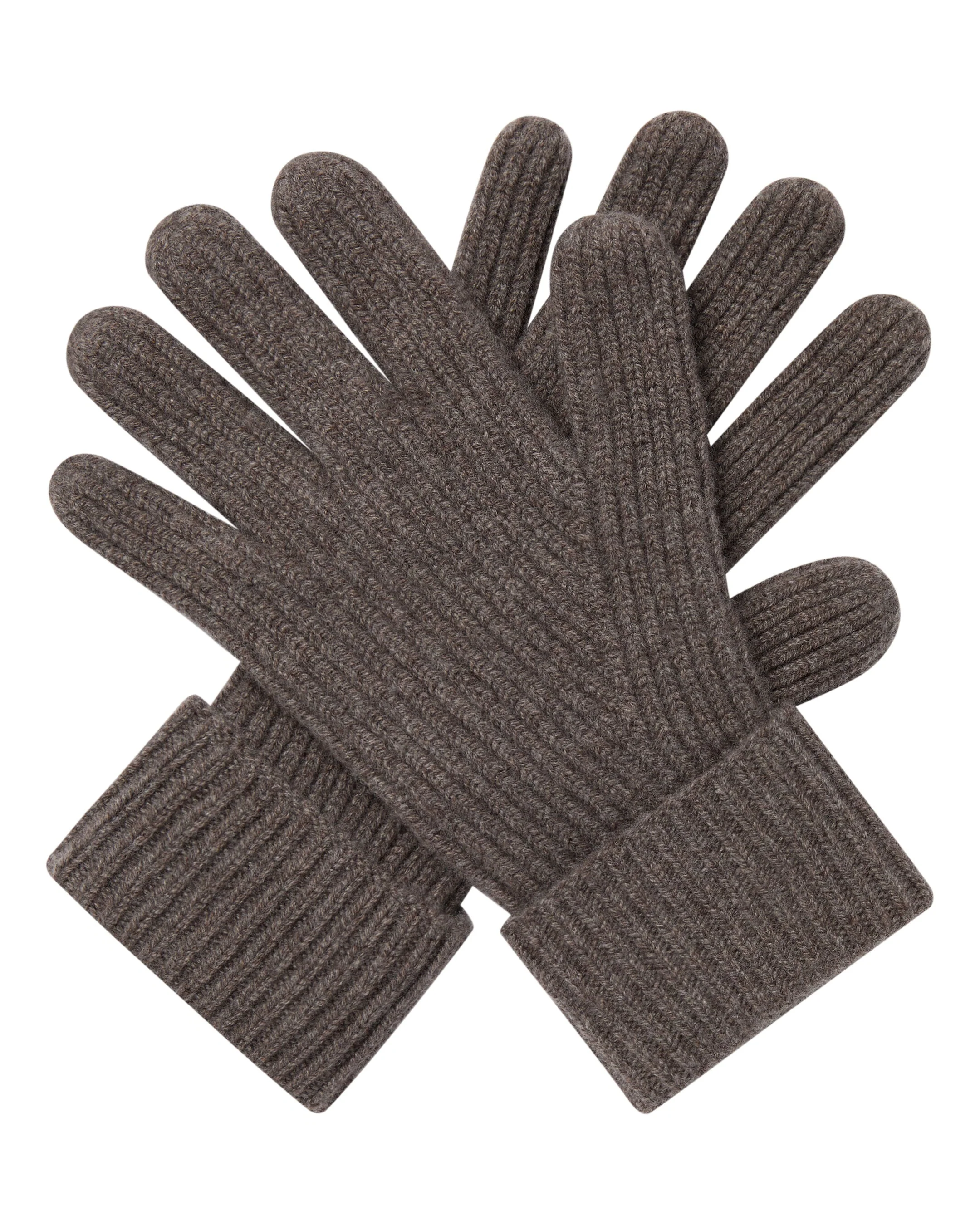 Men's Ribbed Cashmere Gloves Otter Brown