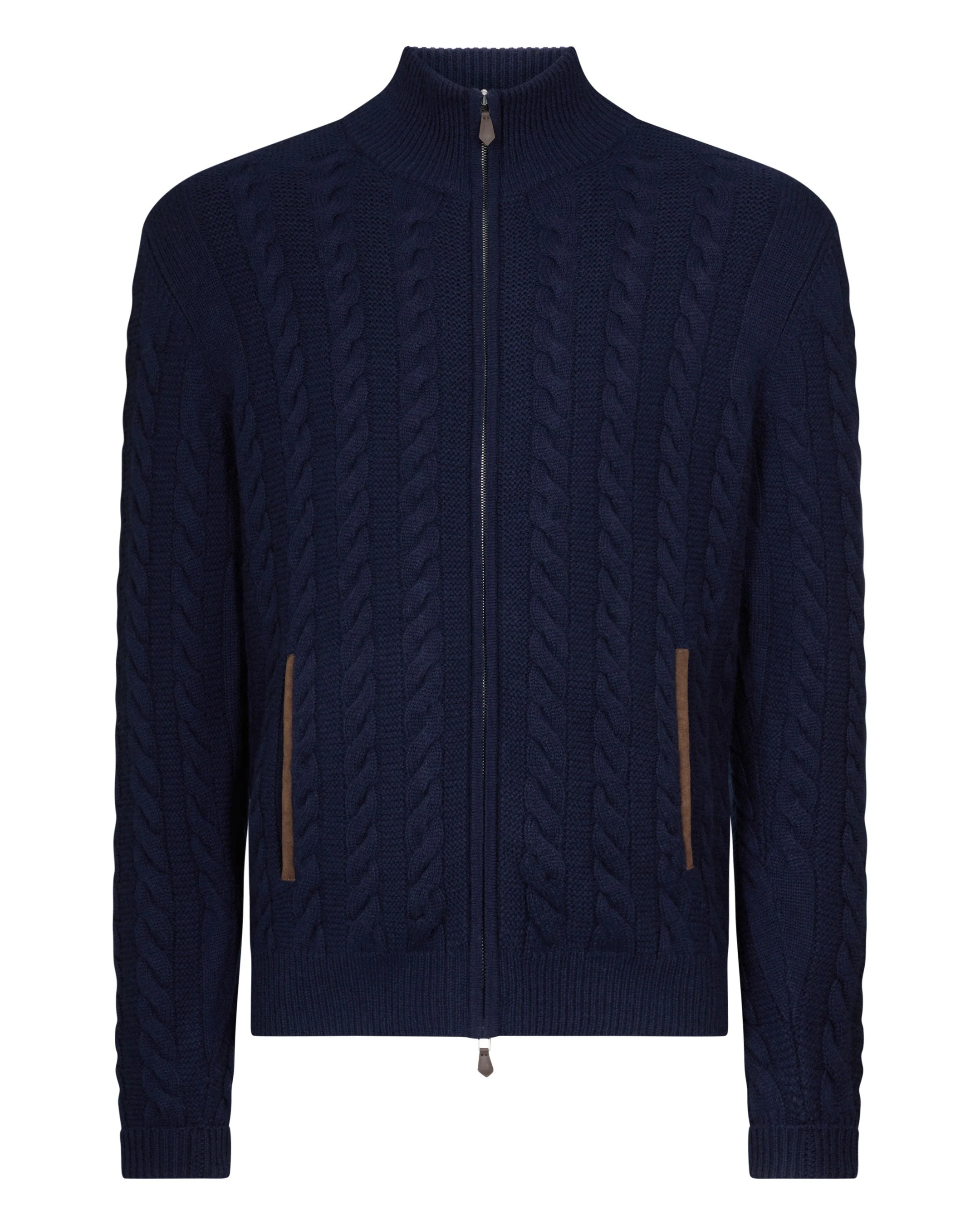 Men's Richmond Cable Cashmere Cardigan Deep French Blue - Image 2
