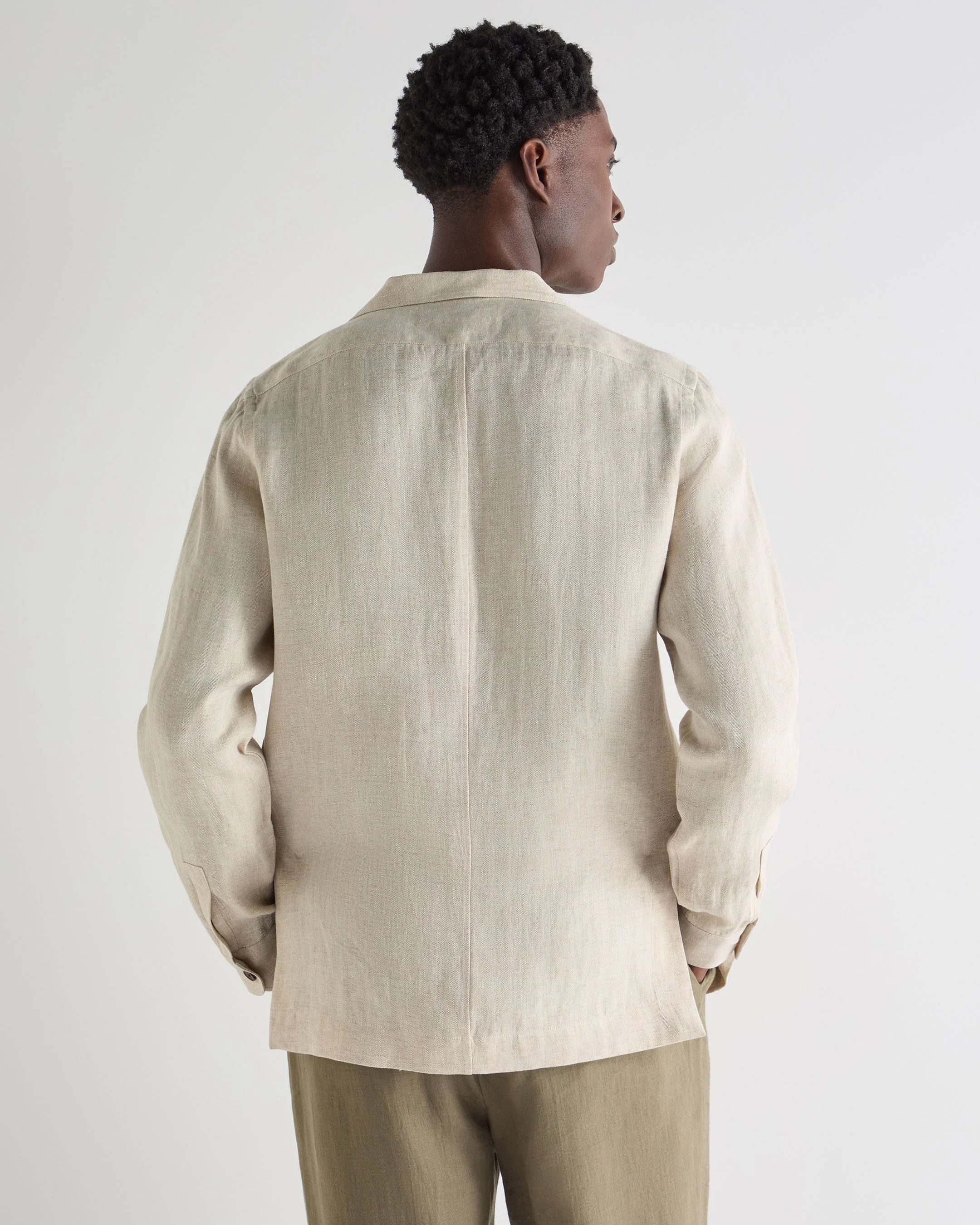 Men's Safari Linen Jacket Sand Brown - Image 4