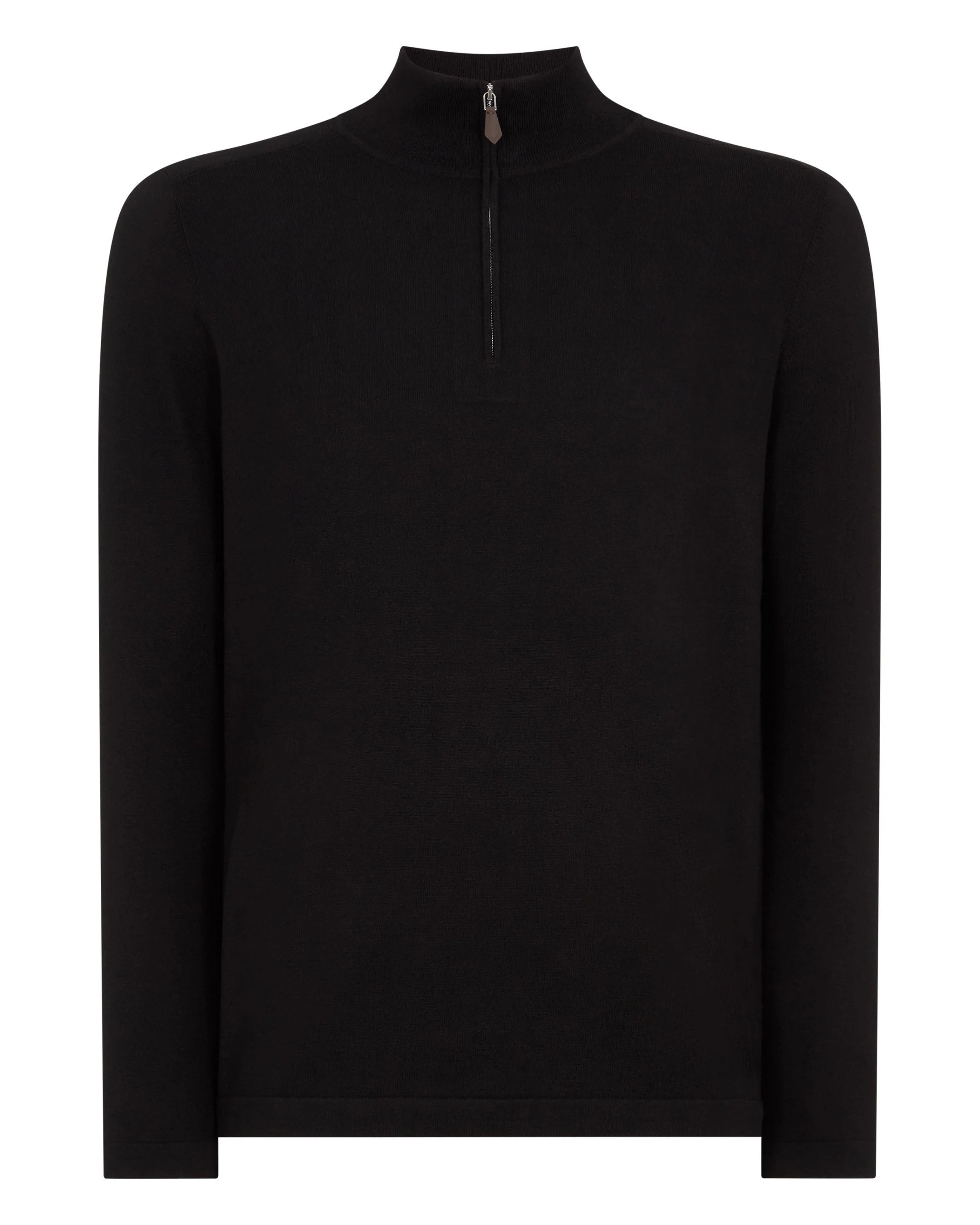 Men's Salcombe Half Zip Cotton Cashmere Sweater Black - Image 2