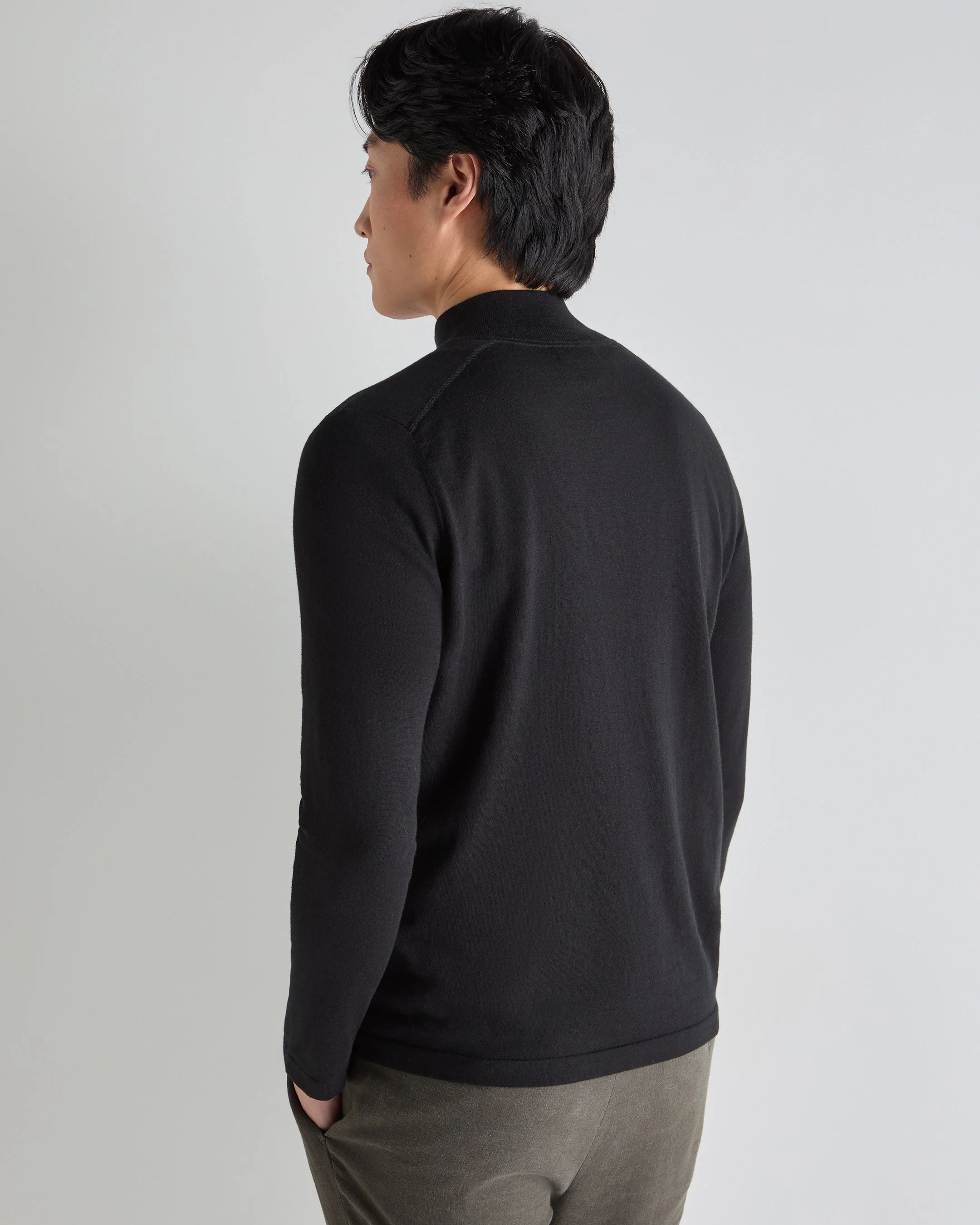 Men's Salcombe Half Zip Cotton Cashmere Sweater Black - Image 4