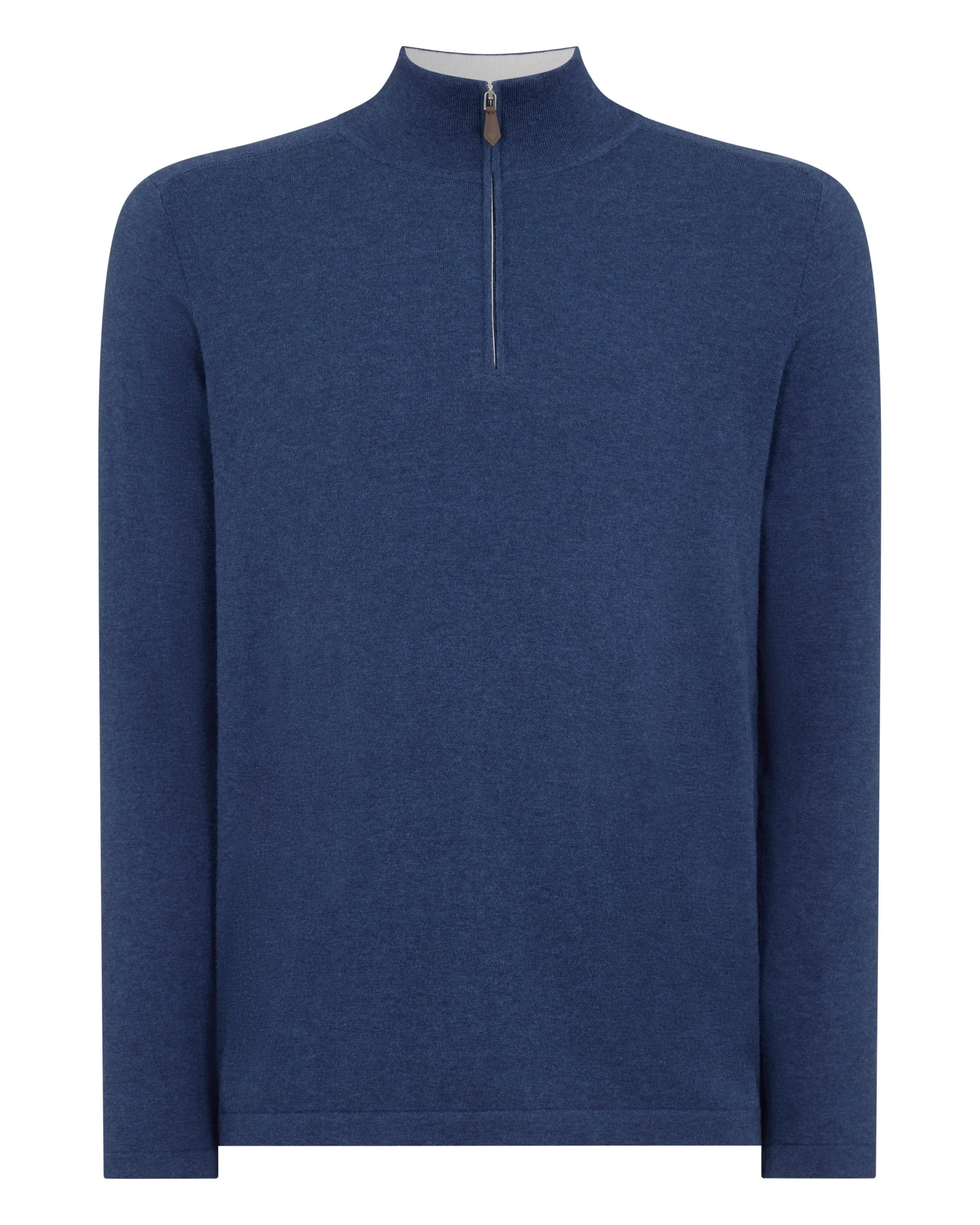 Men's Salcombe Half Zip Cotton Cashmere Sweater Dark Denim Blue - Image 2