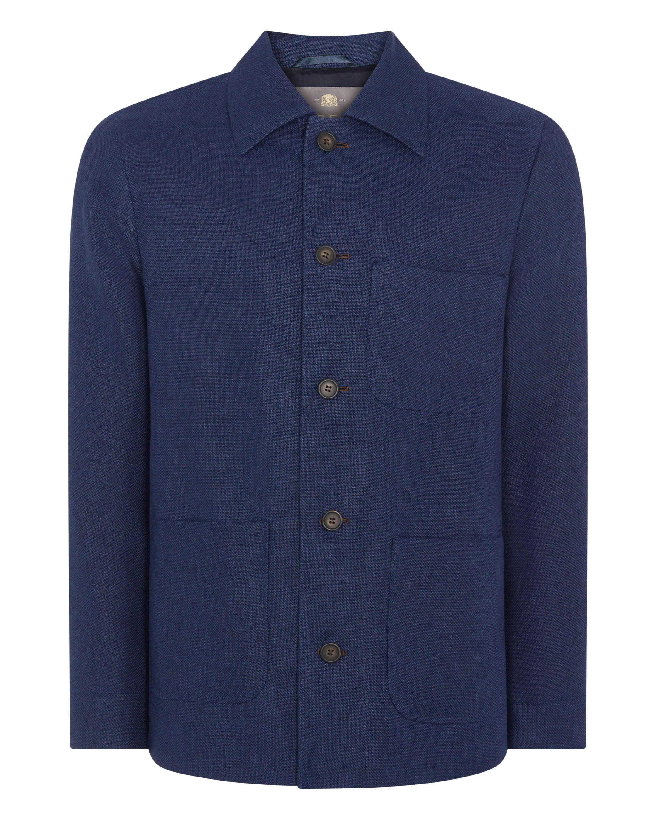 Men's Scala Linen Blend Overshirt Navy Blue