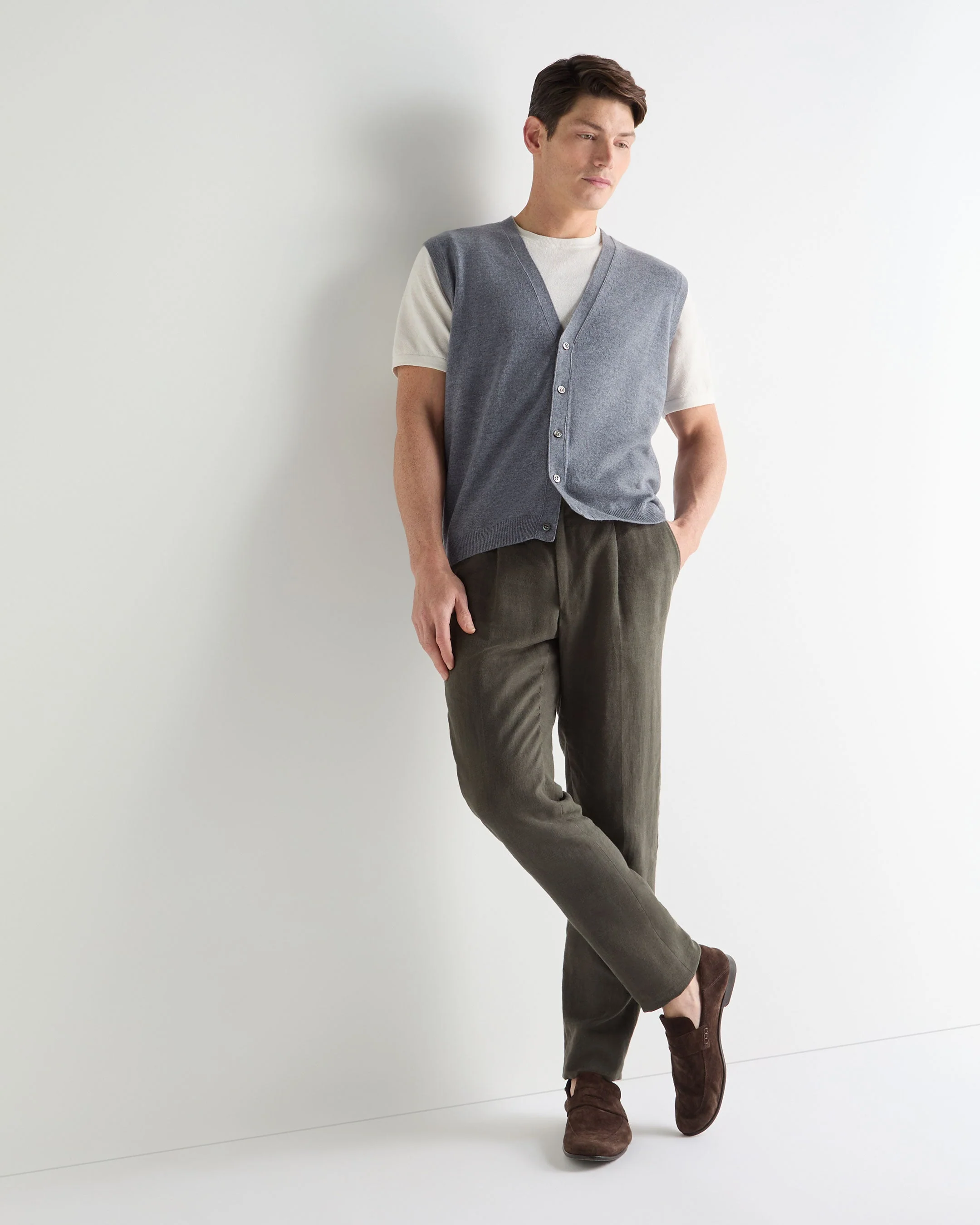 Men's Sleeveless Cashmere Tank Top Ash Grey - Image 3