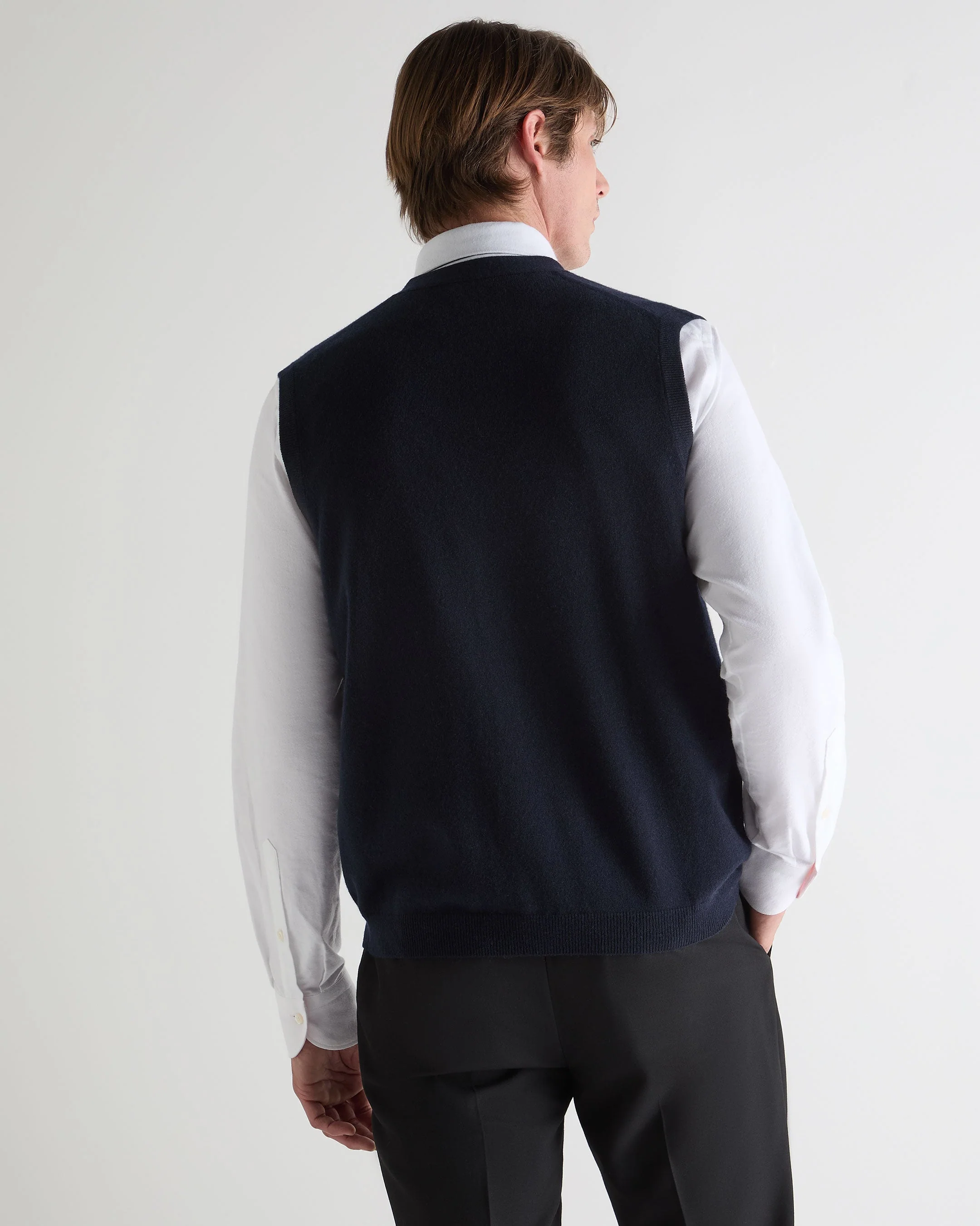 Men's Sleeveless Cashmere Tank Top Navy Blue - Image 4