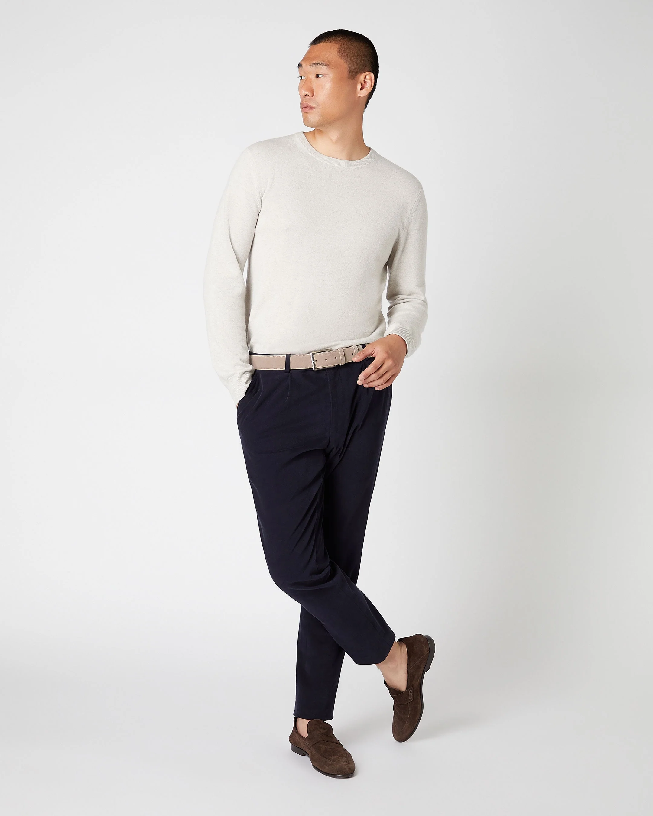 Men's Suede Belt Taupe Brown - Image 3