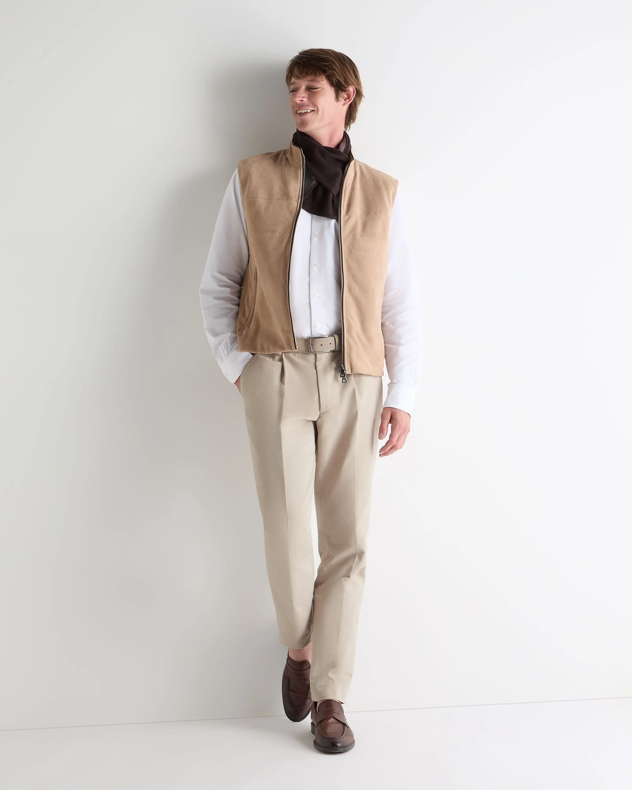 Men's Belgravia Suede Gilet Beige Brown - Image 3