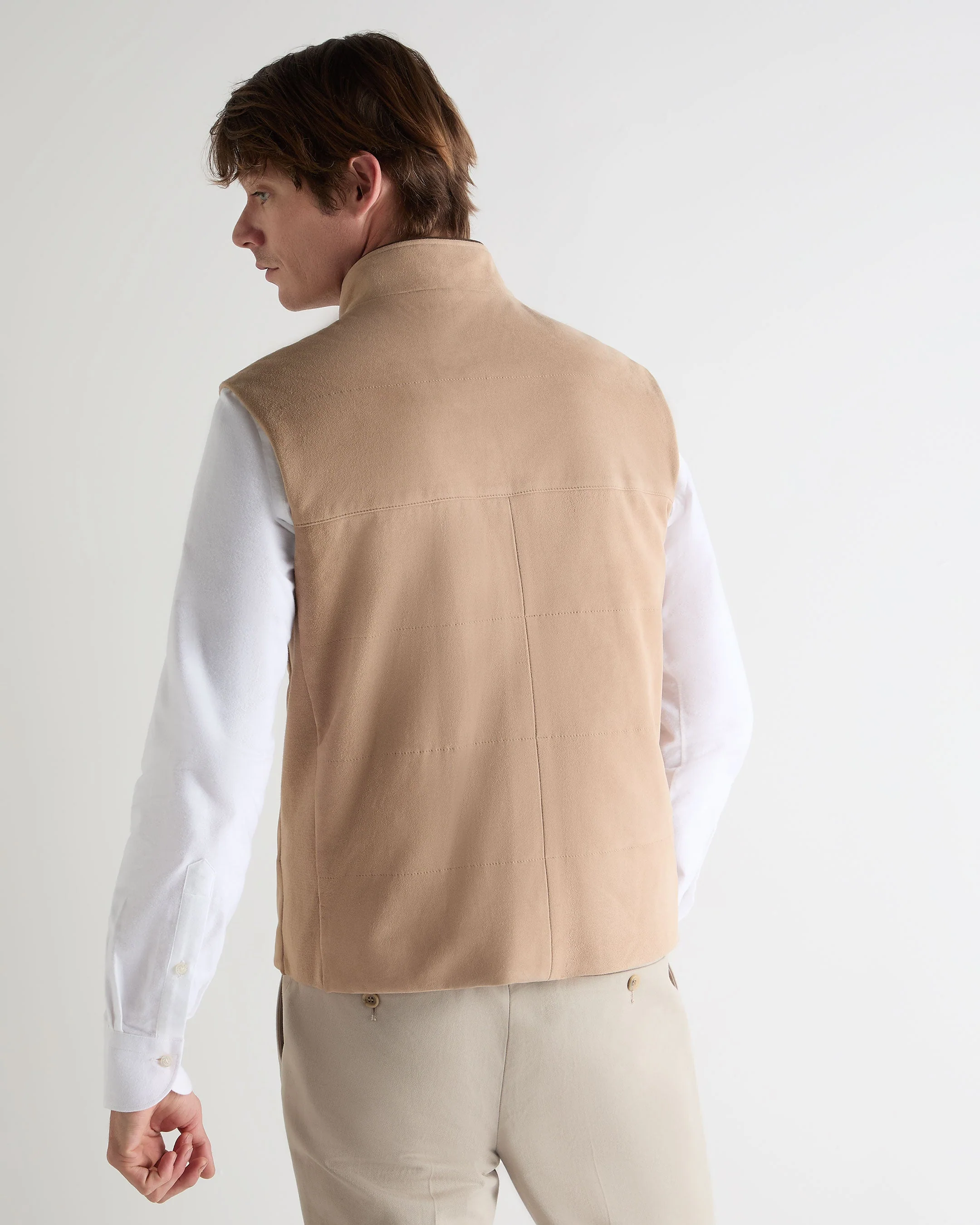 Men's Belgravia Suede Gilet Beige Brown - Image 4