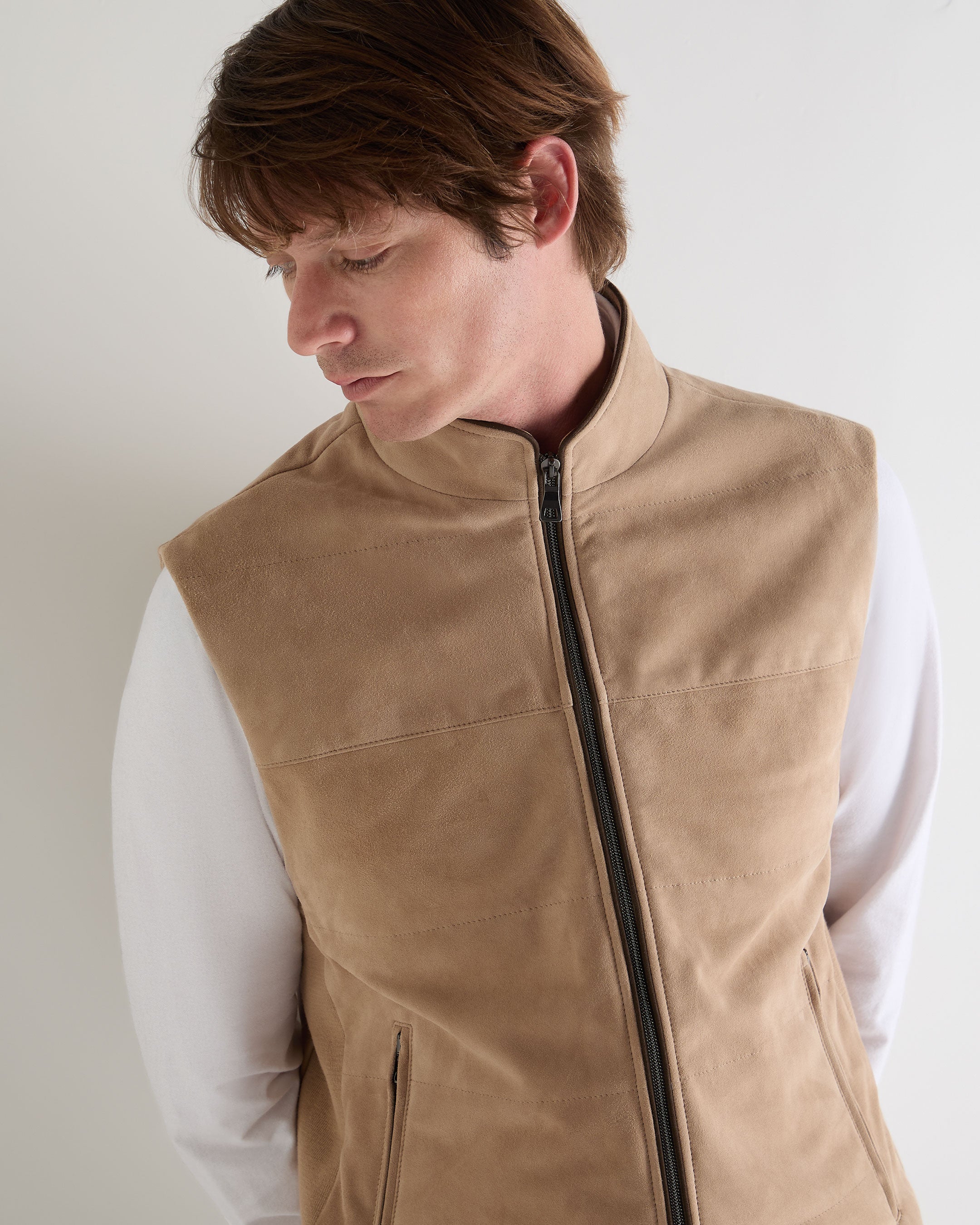 Men's Belgravia Suede Gilet Beige Brown - Image 5