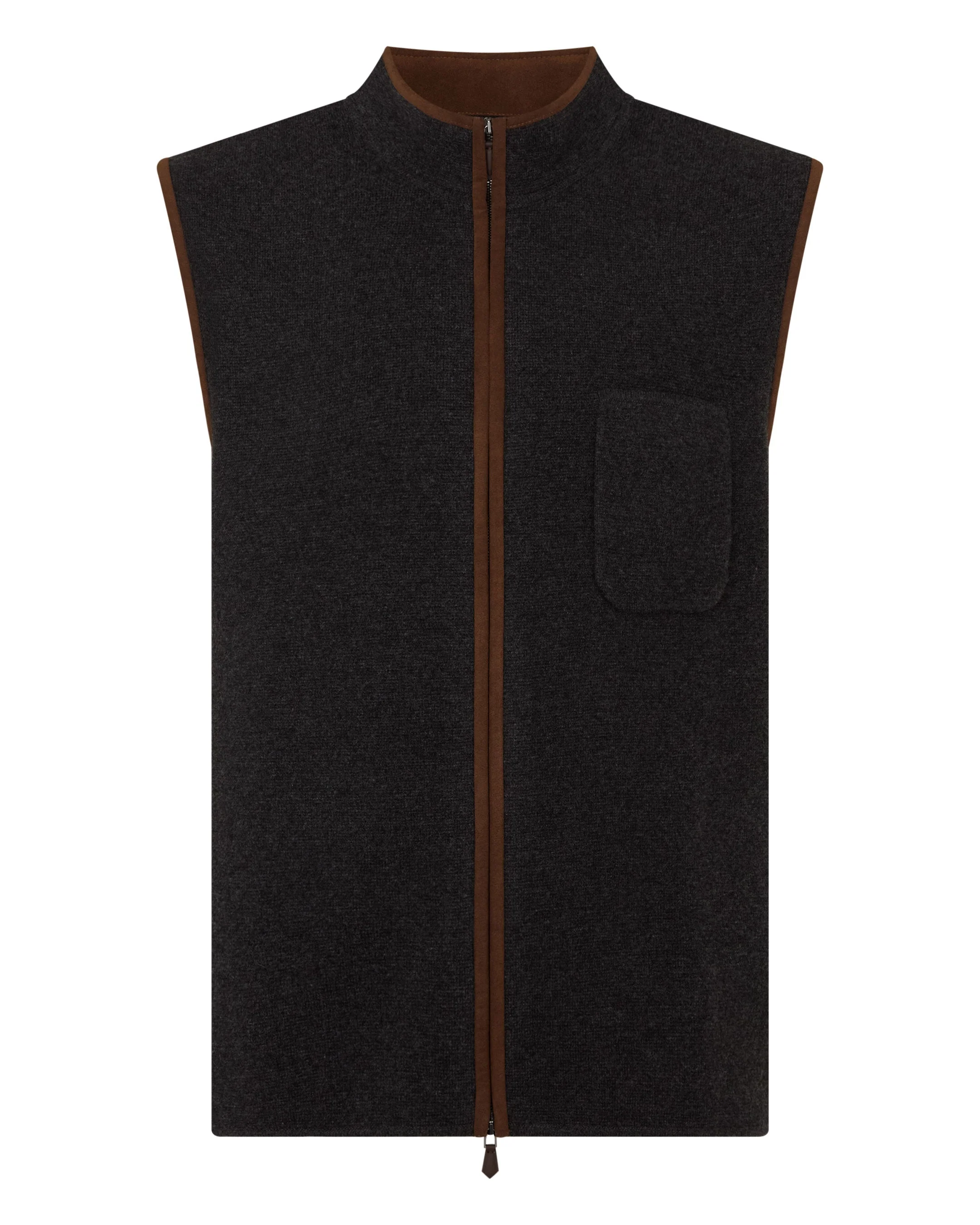 Men's Shaftesbury Cashmere Gilet Deep Charcoal Grey - Image 2