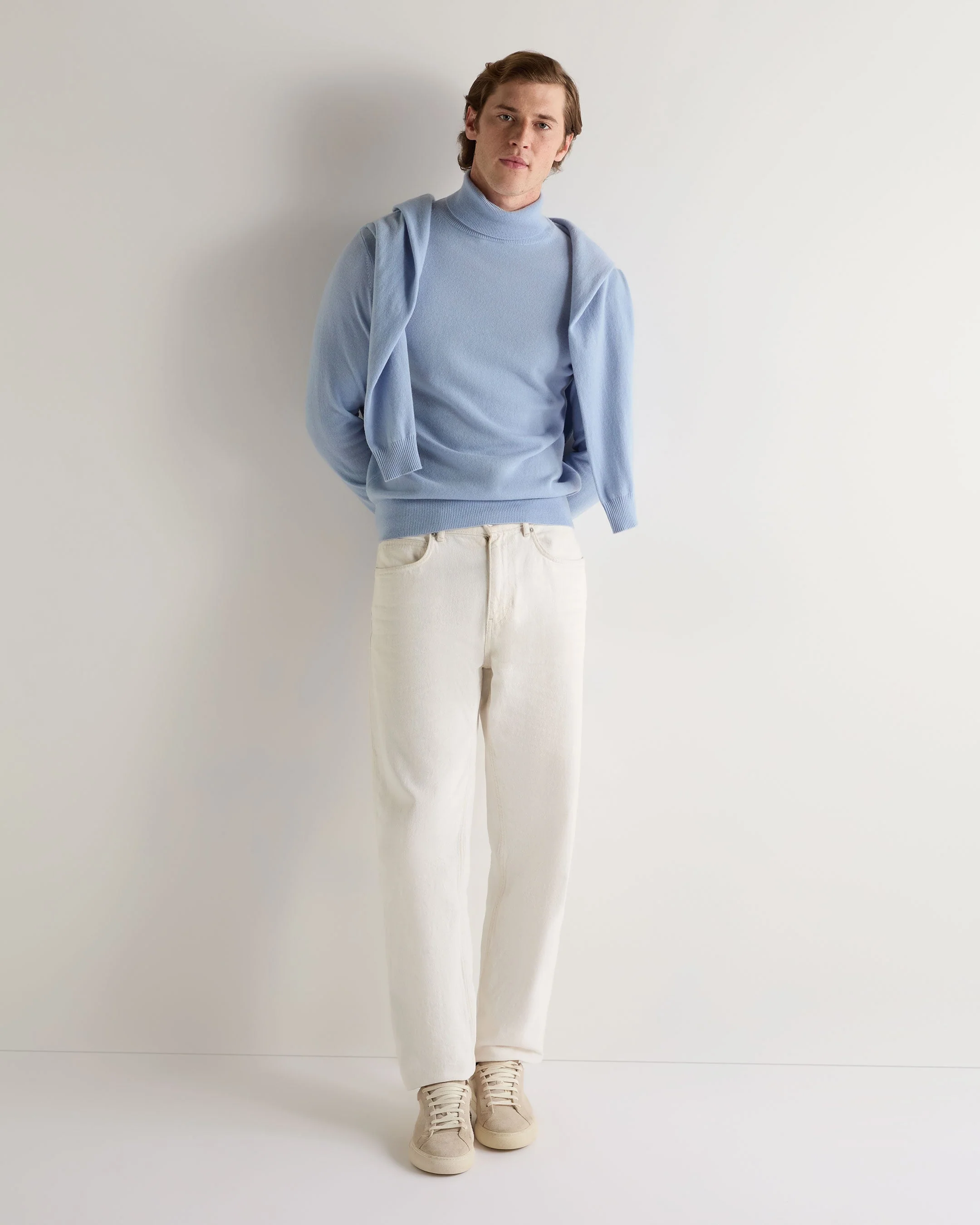 Men's Trafalgar Turtle Neck Cashmere Sweater Sea Mist Blue - Image 3