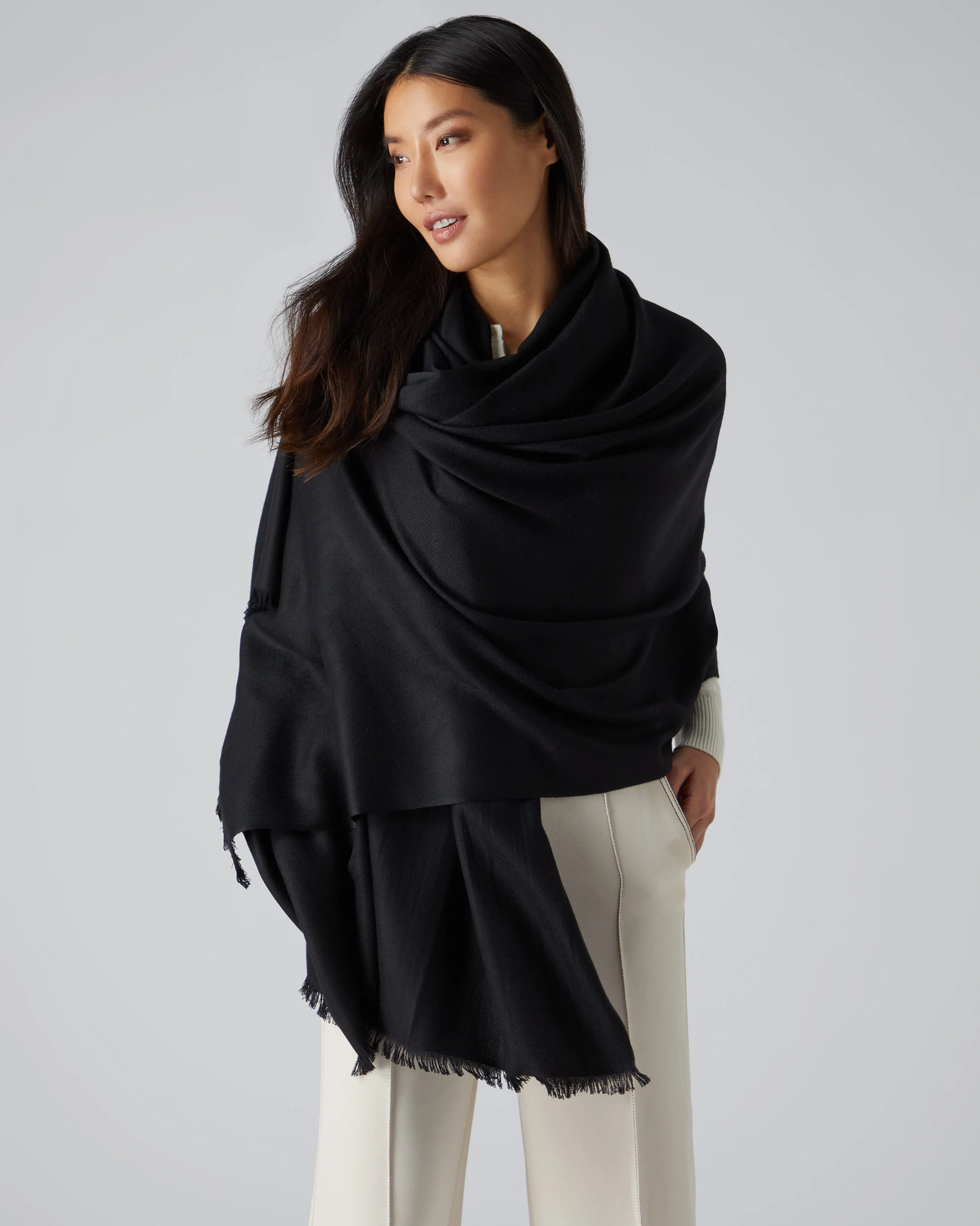 Women's Pashmina Cashmere Shawl Black - Image 2