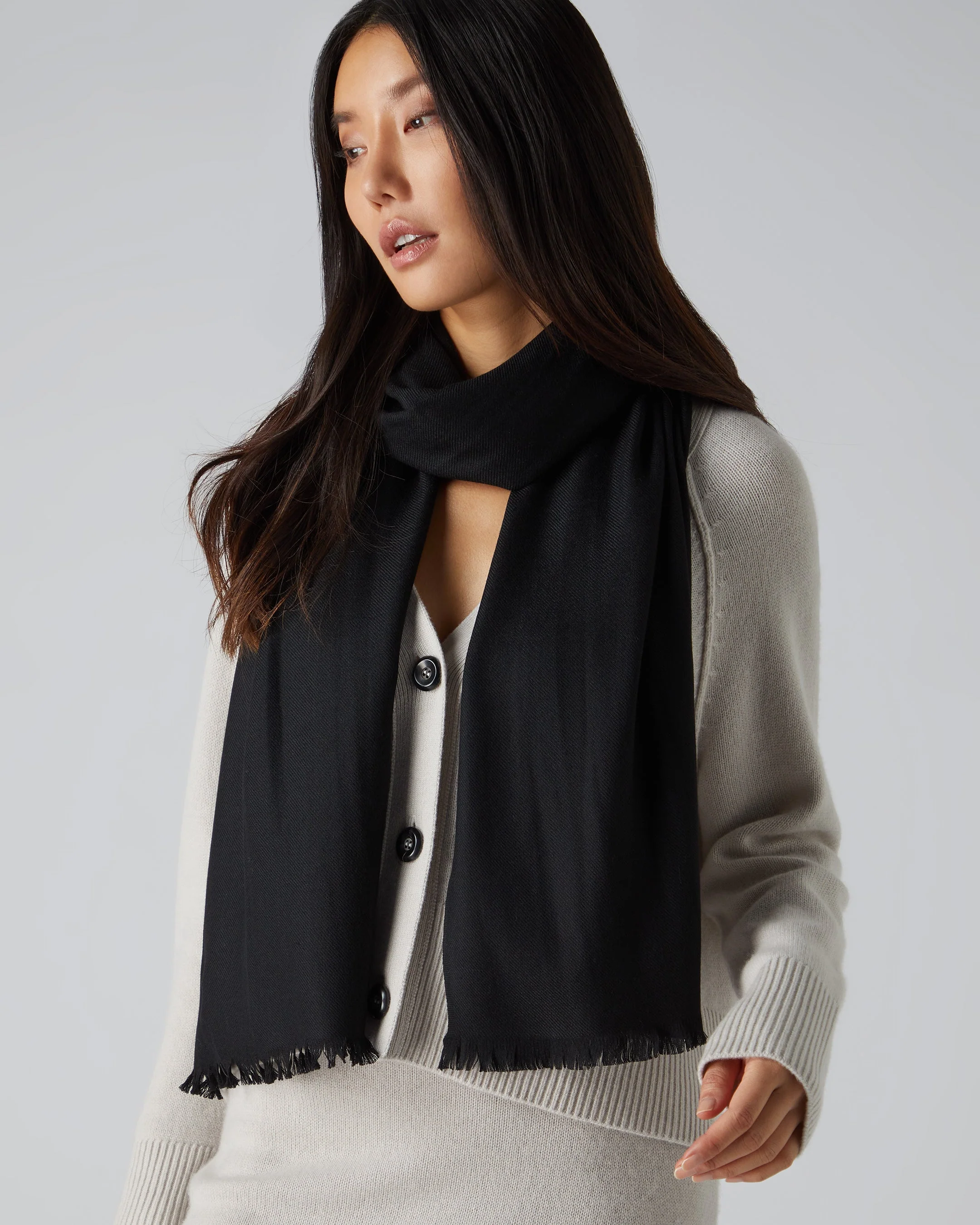 Women's Pashmina Cashmere Stole Black - Image 2