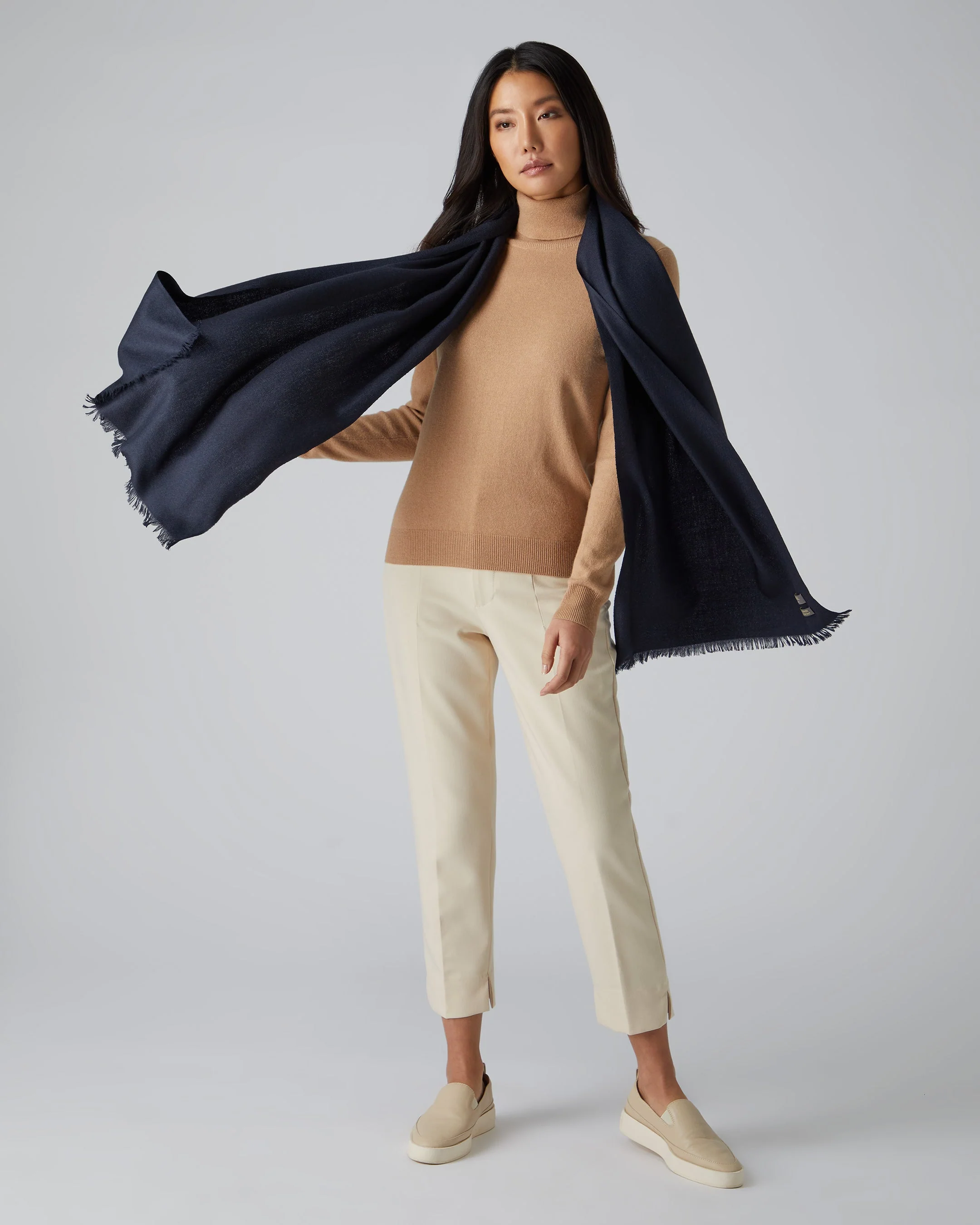 Women's Pashmina Cashmere Stole Navy Blue - Image 2