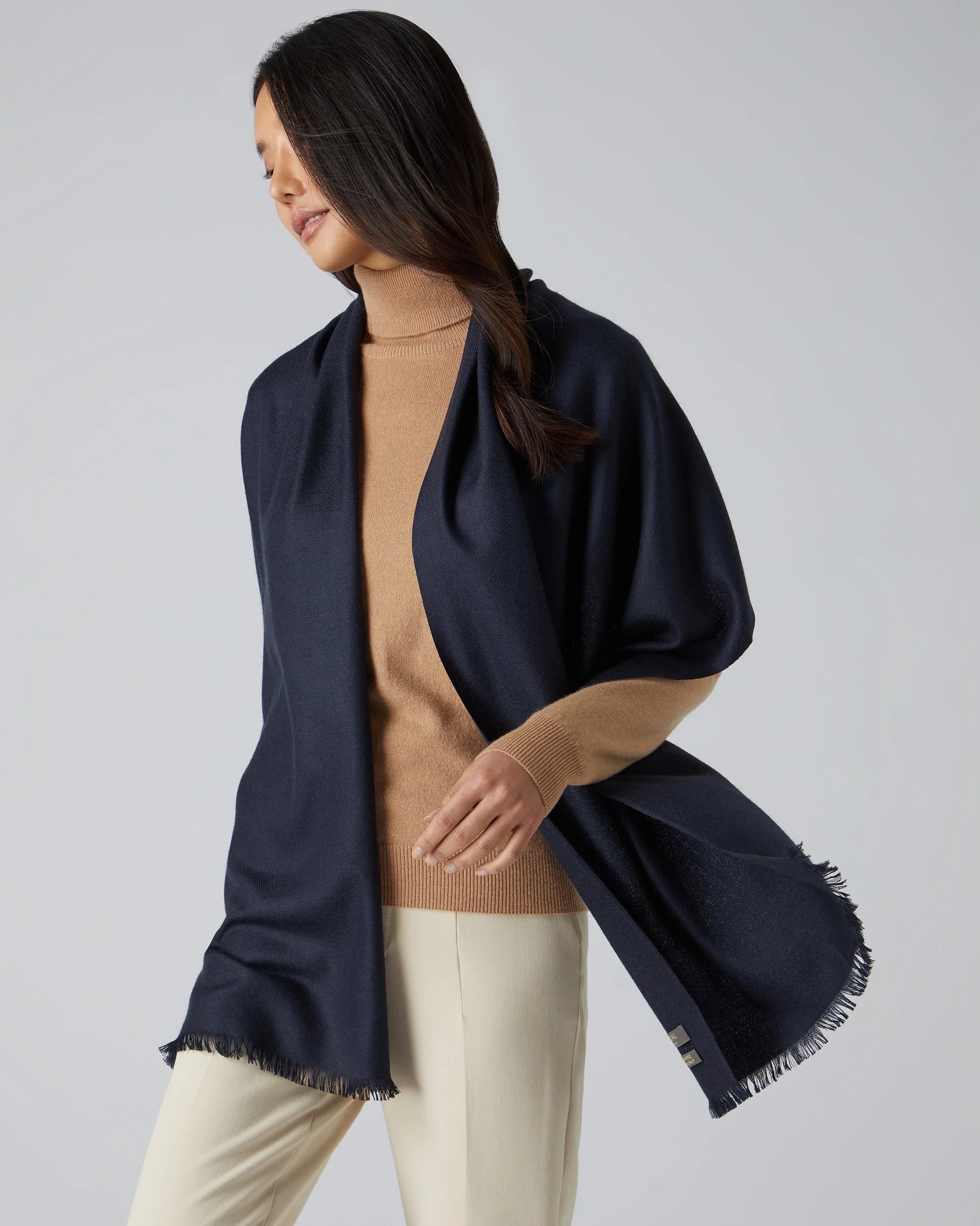 Women's Pashmina Cashmere Stole Navy Blue - Image 3