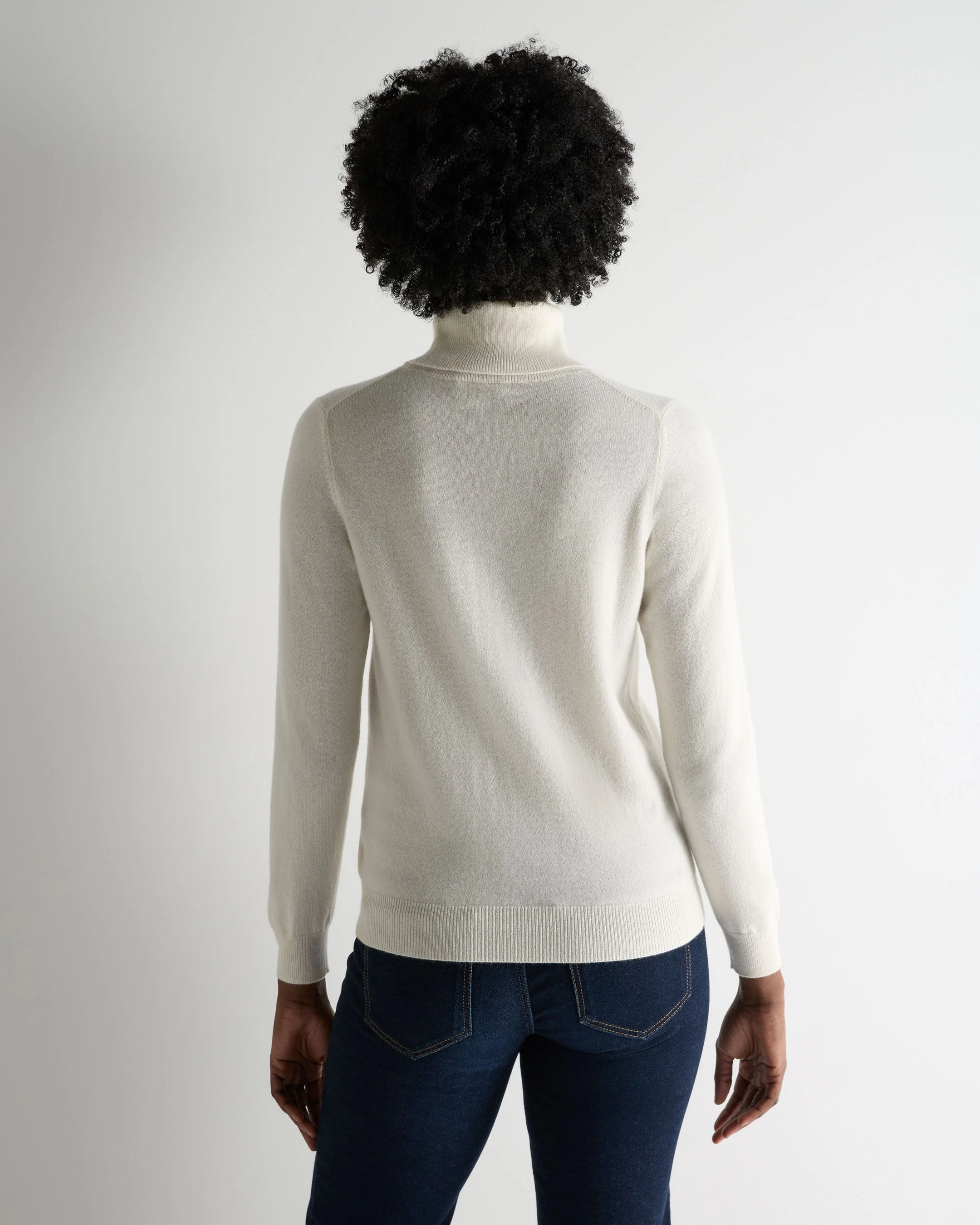 Women's Luna Turtle Neck Cashmere Sweater New Ivory White - Image 4