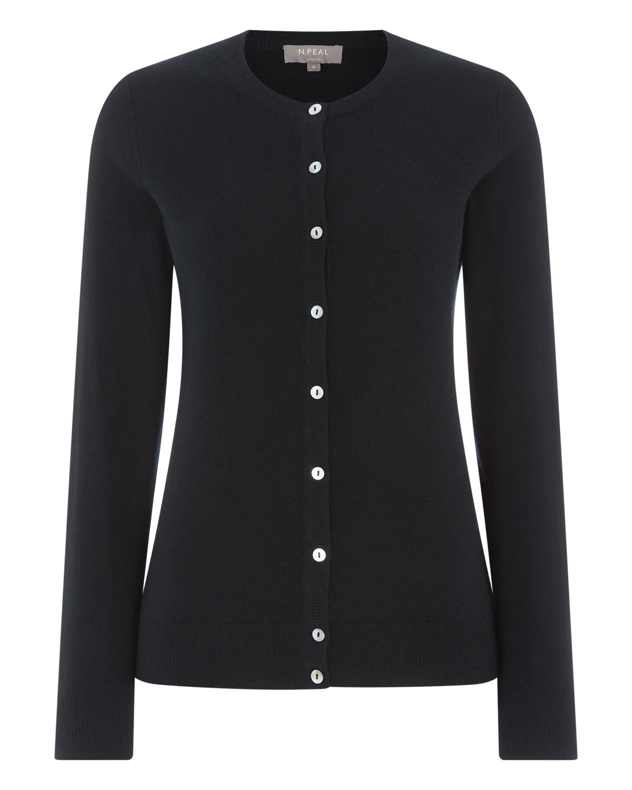 Women's Olivia Round Neck Cashmere Cardigan Black - Image 2