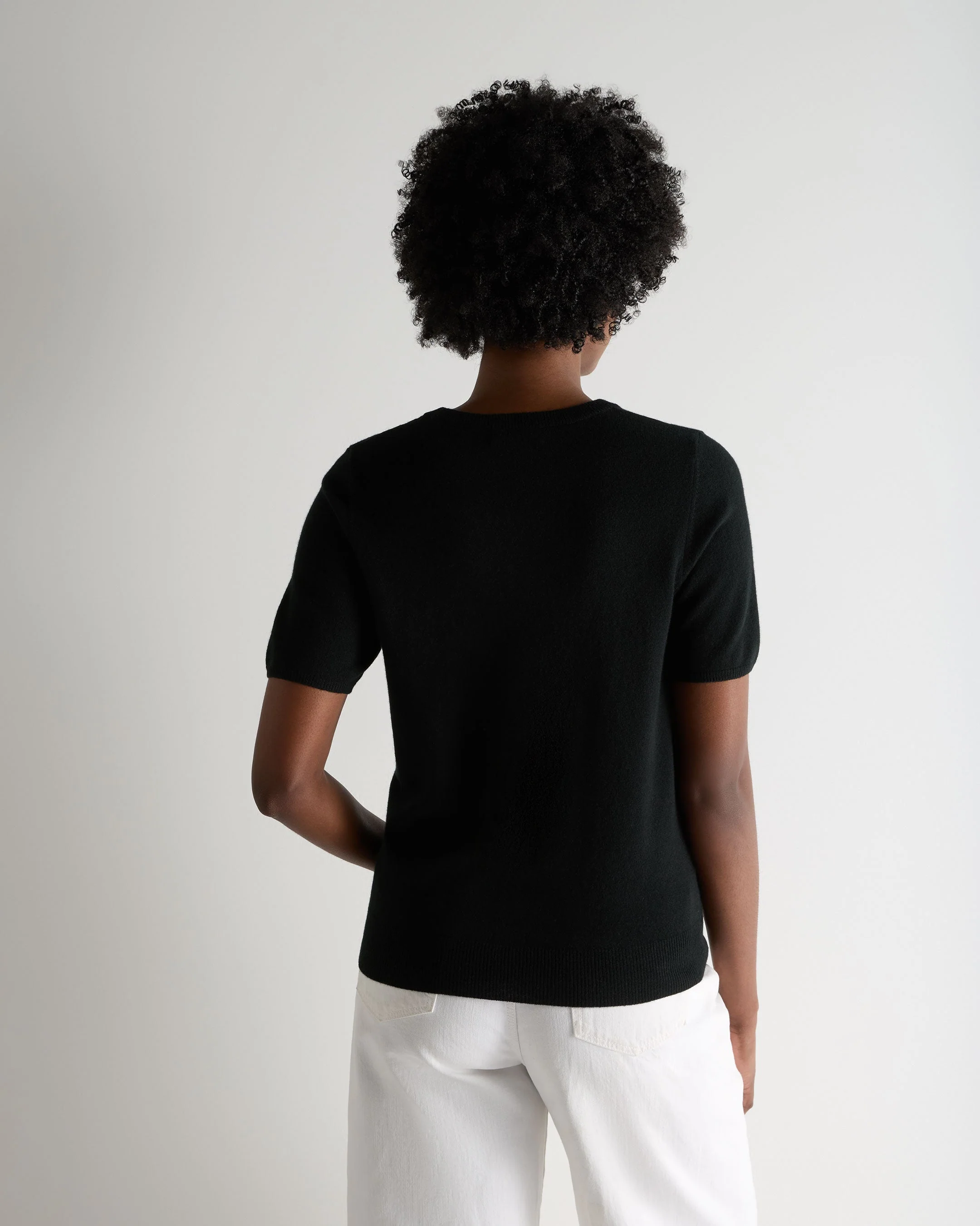 Women's Milly Classic Cashmere T-Shirt Black - Image 4