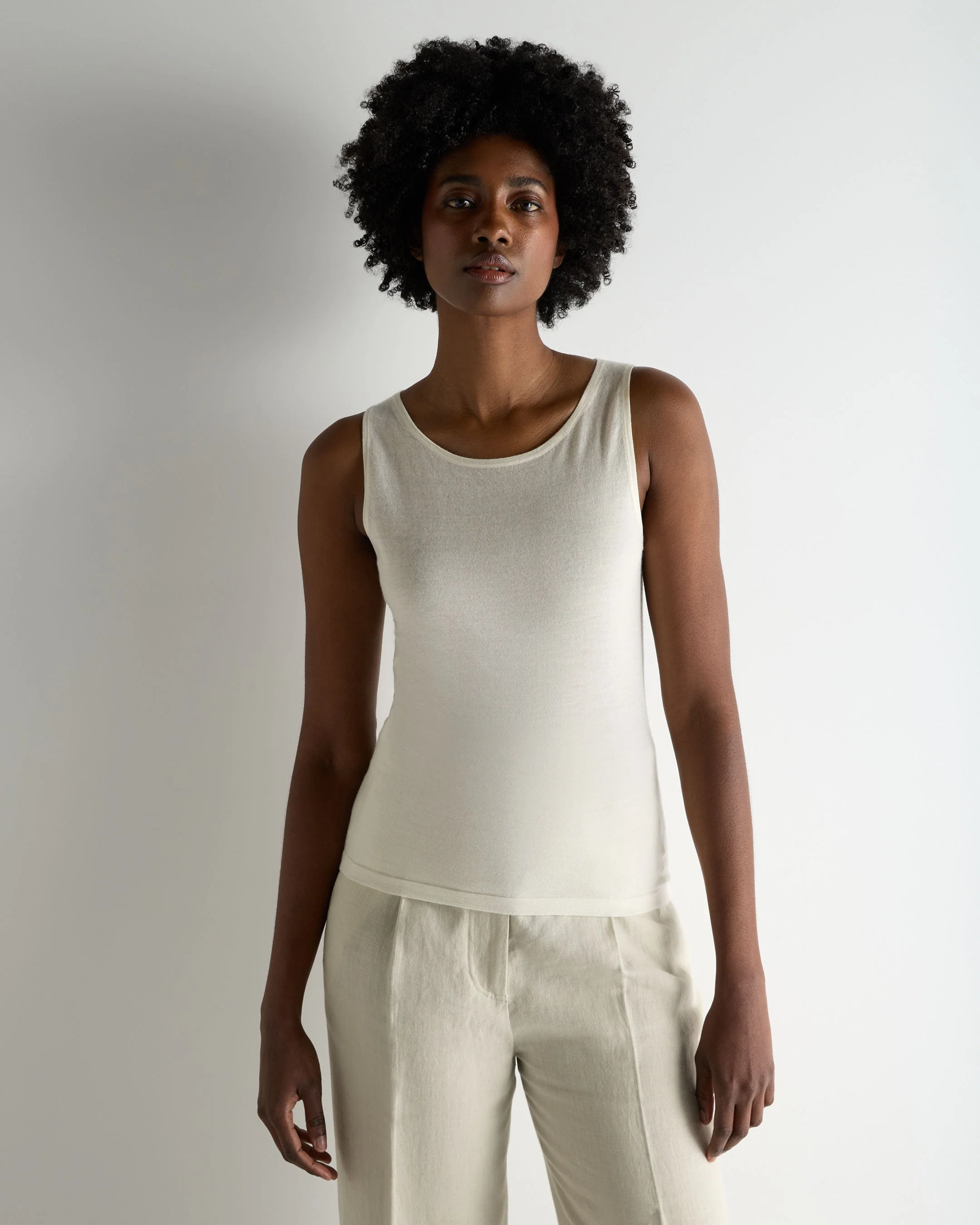 Women's Ella Superfine Cashmere Shell Top New Ivory White
