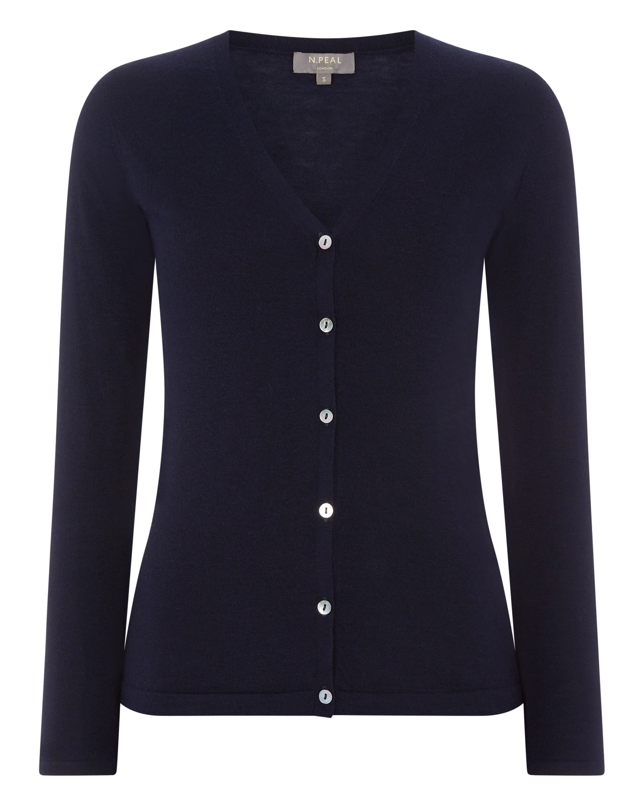 Women's Mia Superfine Cashmere V Neck Cardigan Navy Blue - Image 2