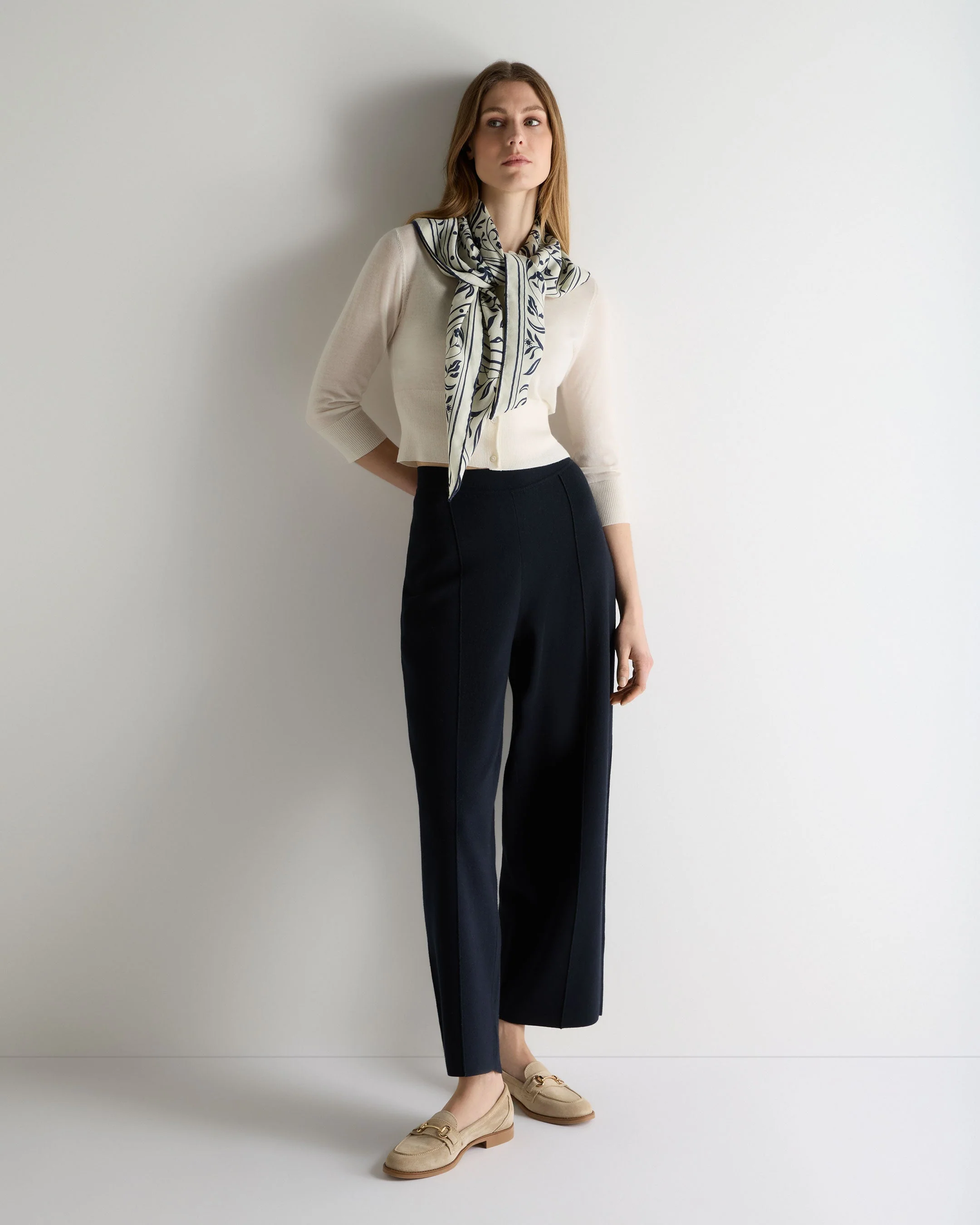 Women's Darcie Superfine Cashmere Cropped Cardigan New Ivory White - Image 3