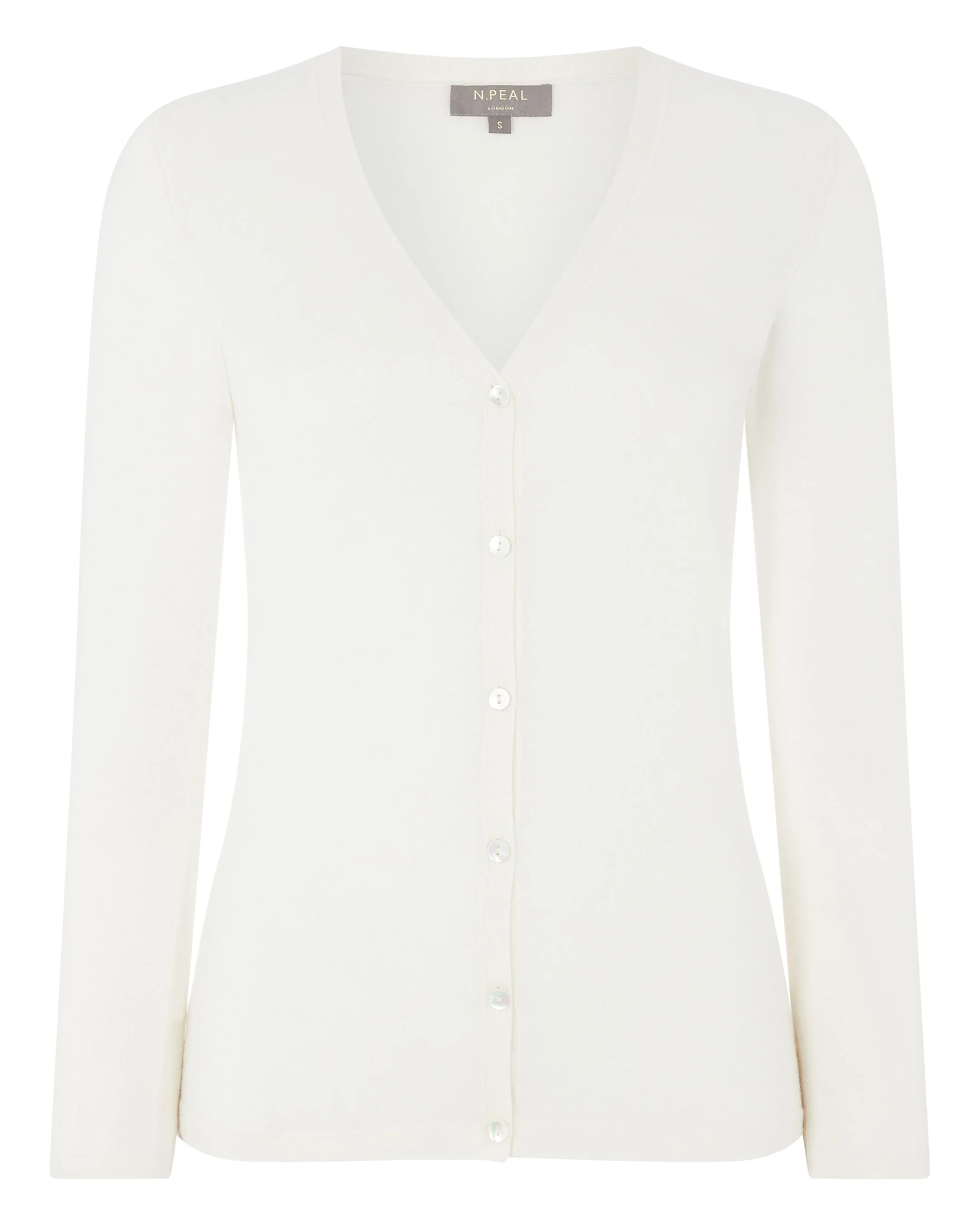 Women's Mia Superfine Cashmere V Neck Cardigan New Ivory White - Image 2