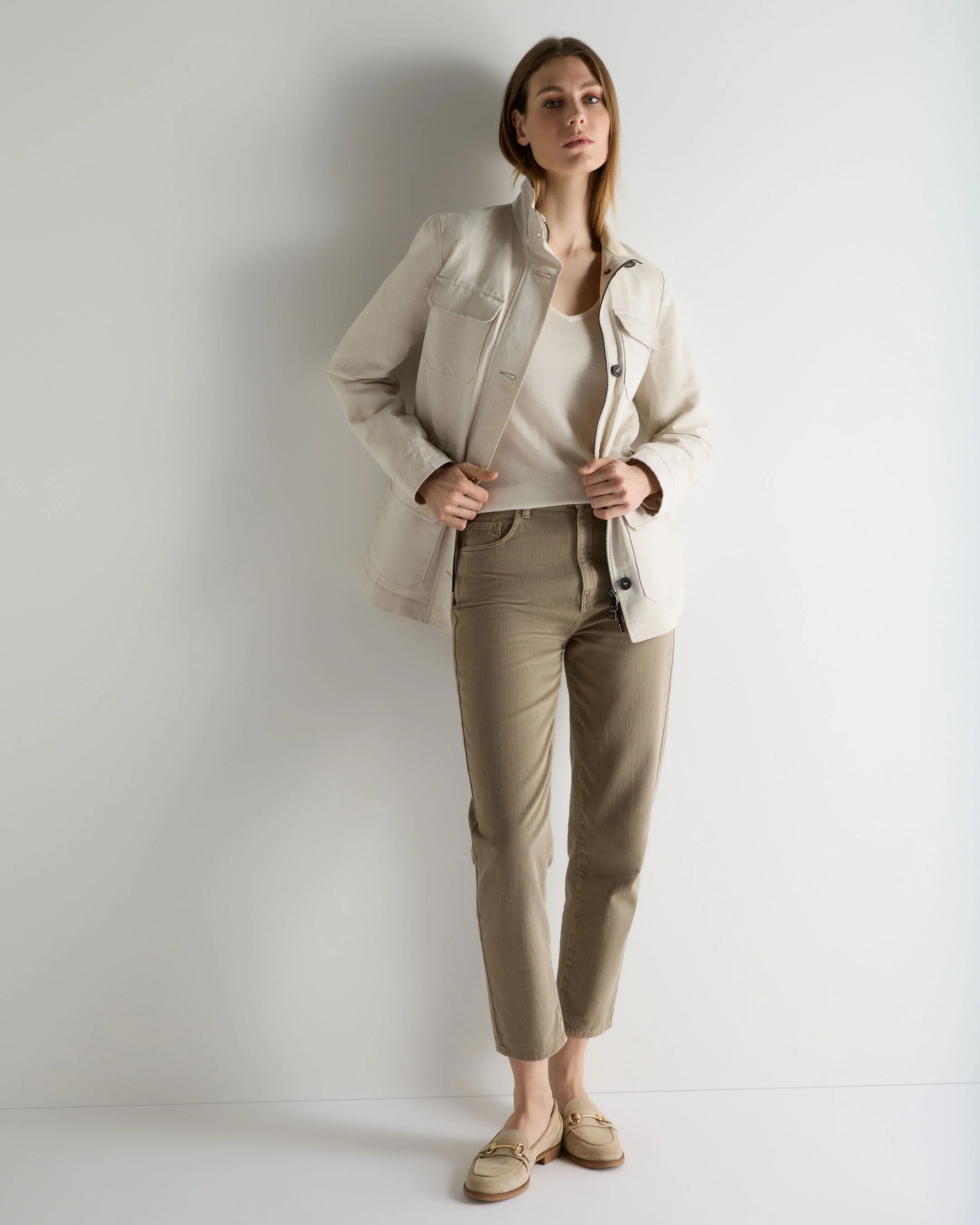 Women's Imogen Superfine Cashmere V Neck Sweater New Ivory White - Image 3