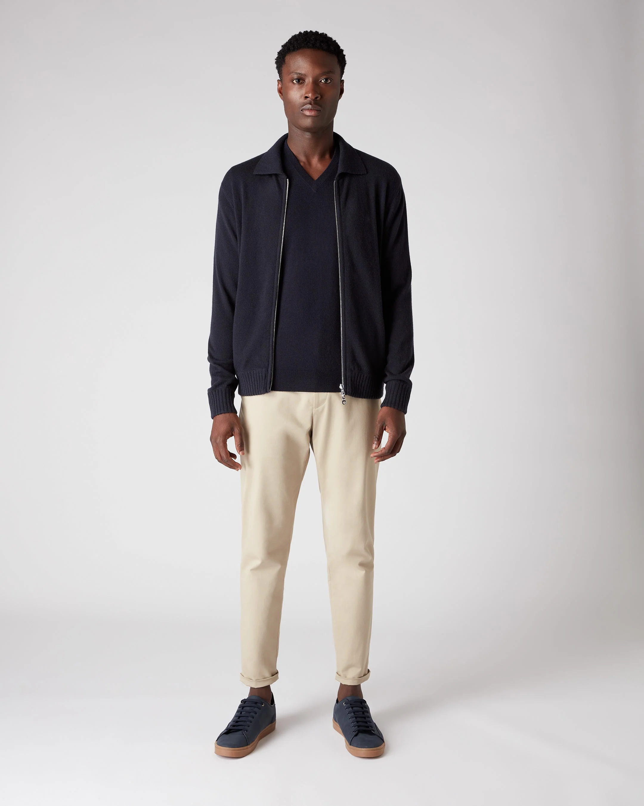 Men's Burlington V Neck Cashmere Sweater Navy Blue - Image 3
