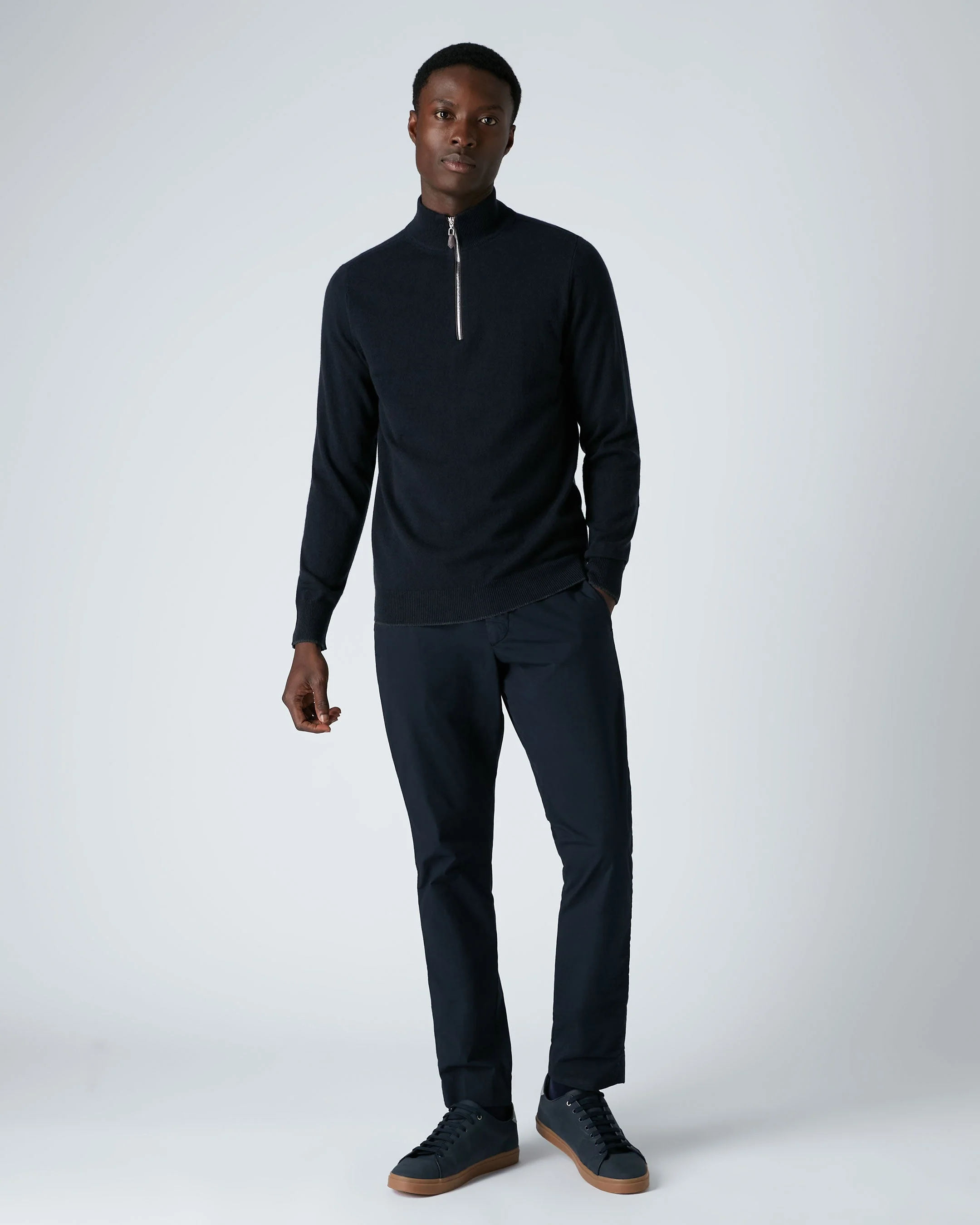 Men's Carnaby Half Zip Cashmere Jumper Navy Blue - Image 3