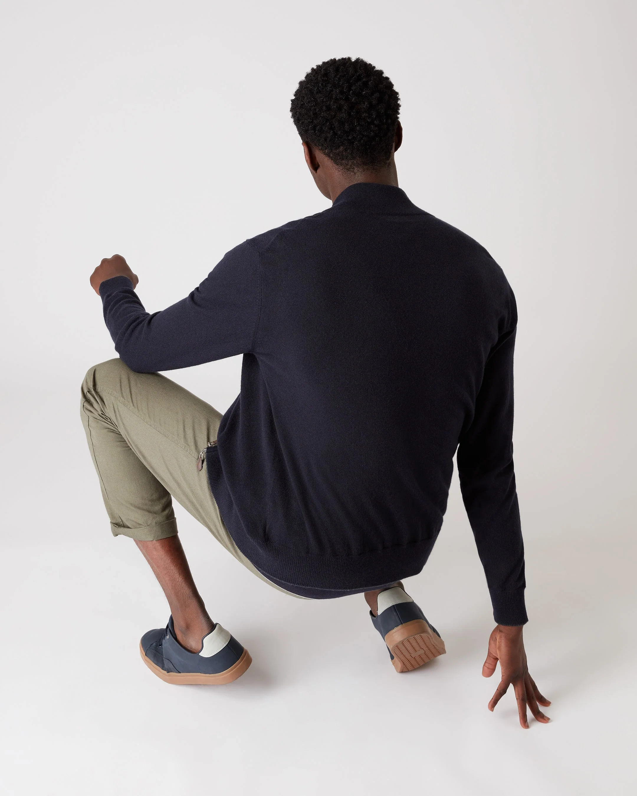 Men's Knightsbridge Full Zip Cashmere Jumper Navy Blue - Image 4