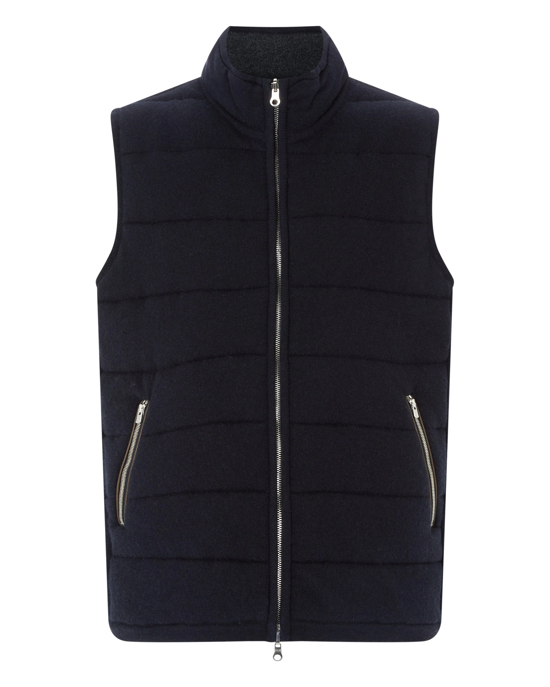 Men's Mall Reversible Cashmere Gilet Navy Blue - Image 2