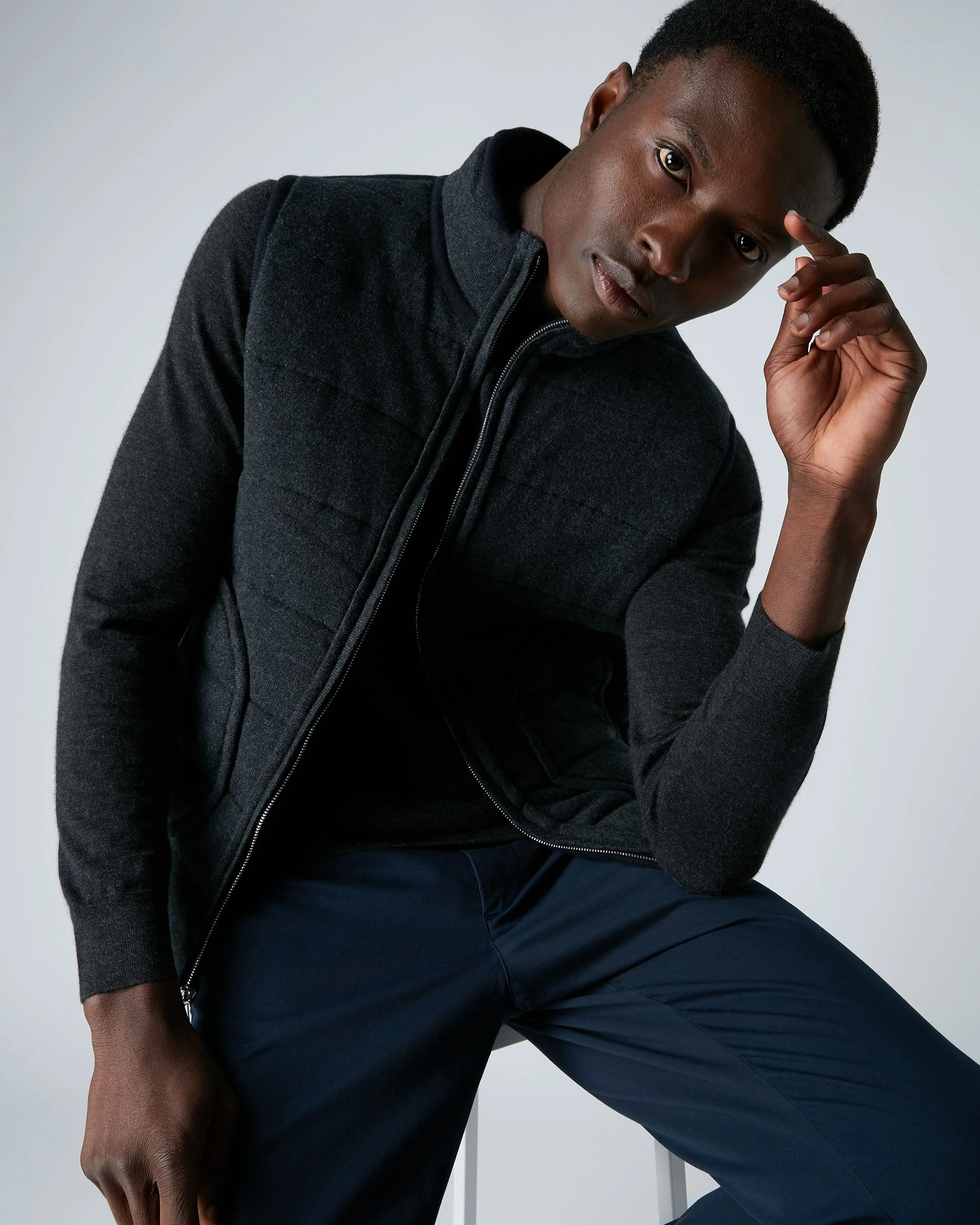Men's Mall Reversible Cashmere Gilet Navy Blue - Image 5