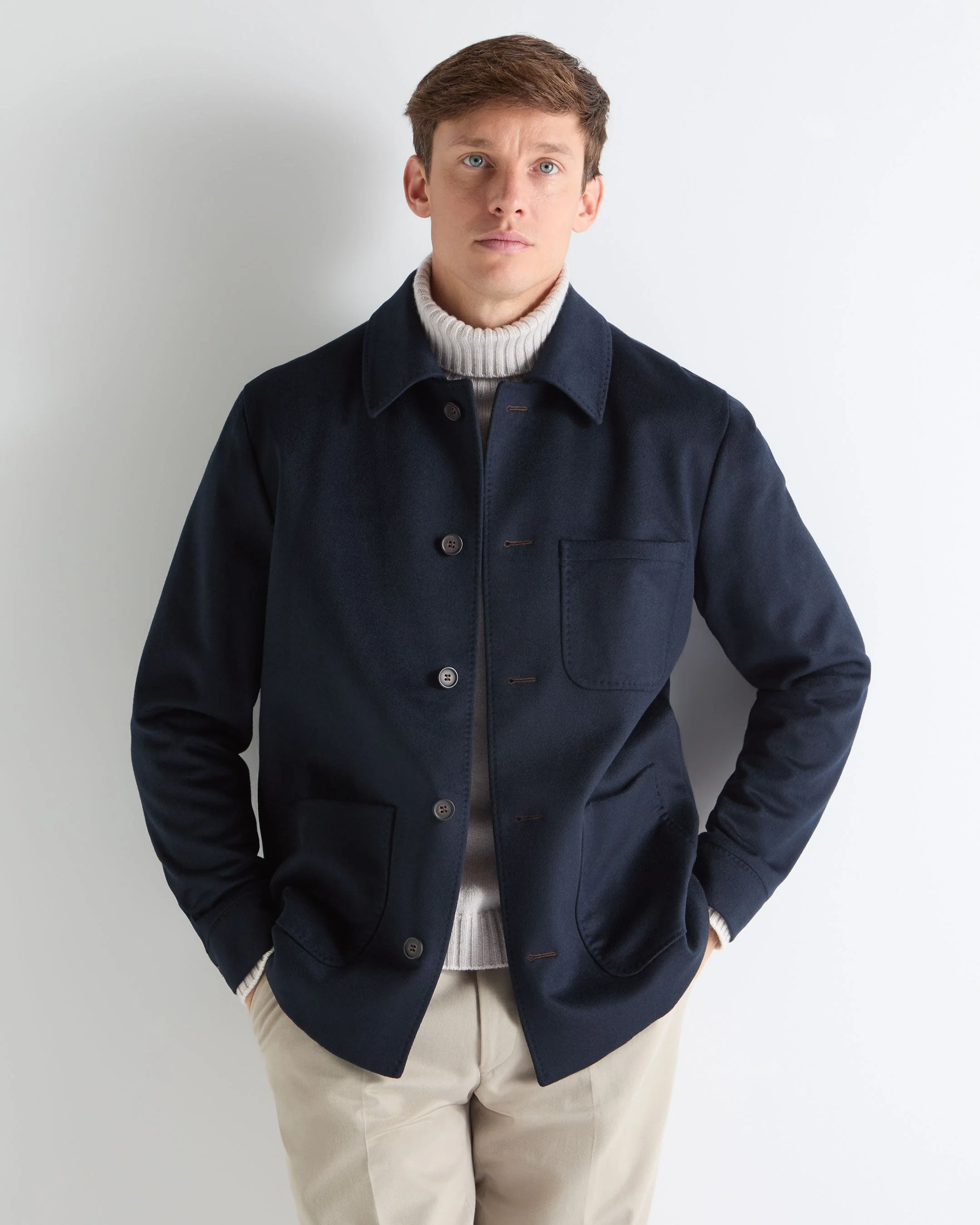 TUCCI CASHMERE UTILITY JACKET Navy Blue - Image 3