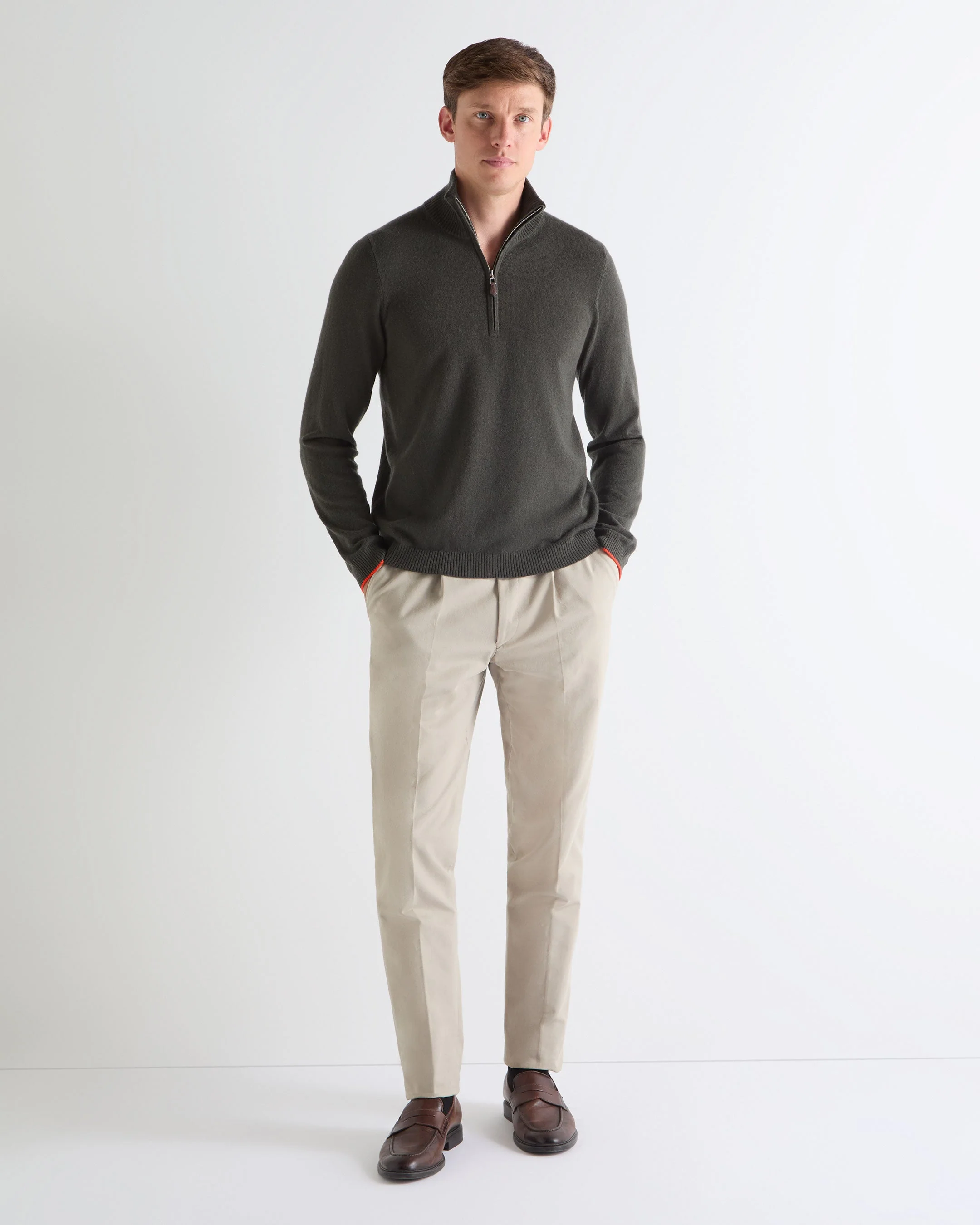 TUCCI HALF ZIP Arabica Khaki Green - Image 3