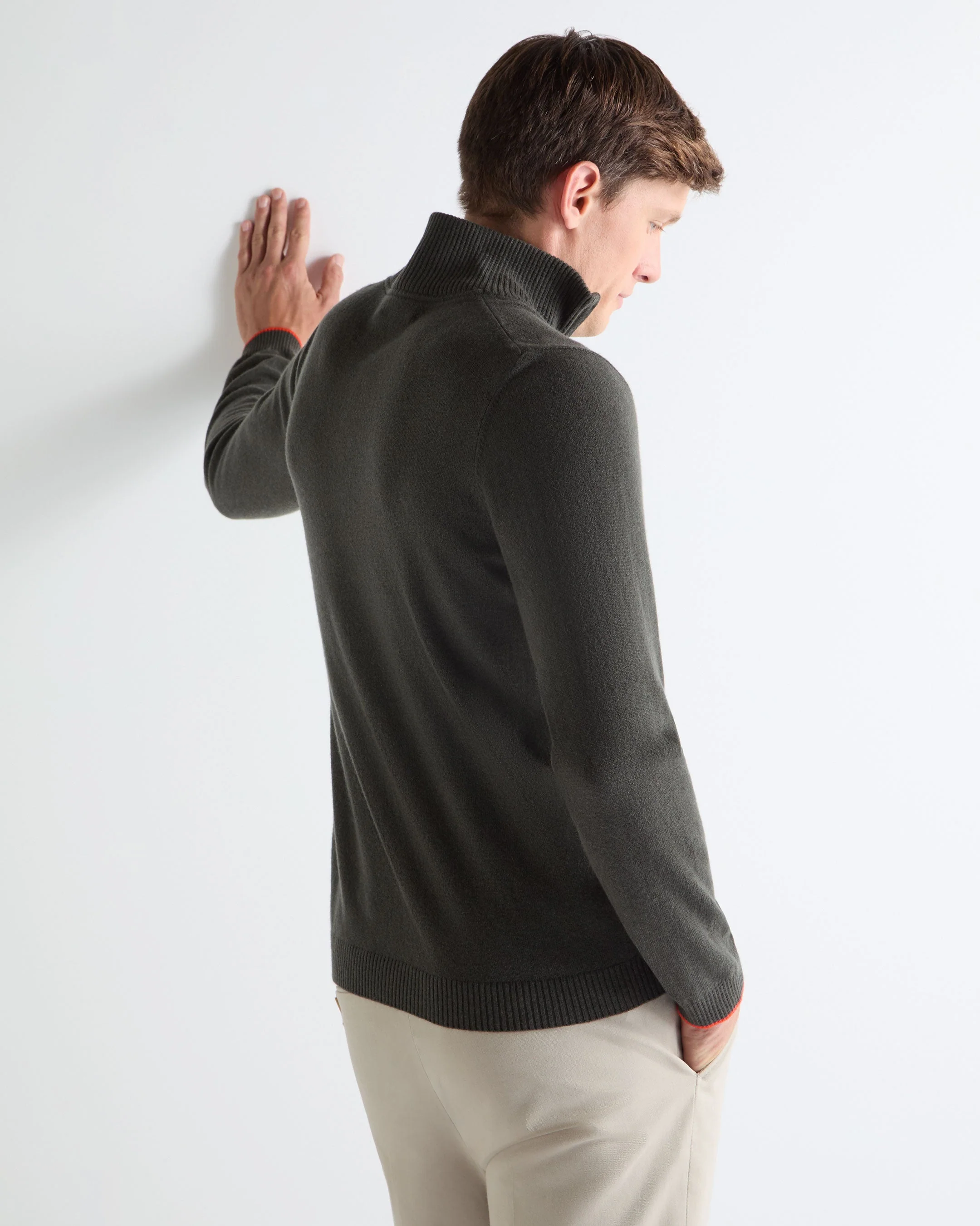 TUCCI HALF ZIP Arabica Khaki Green - Image 4