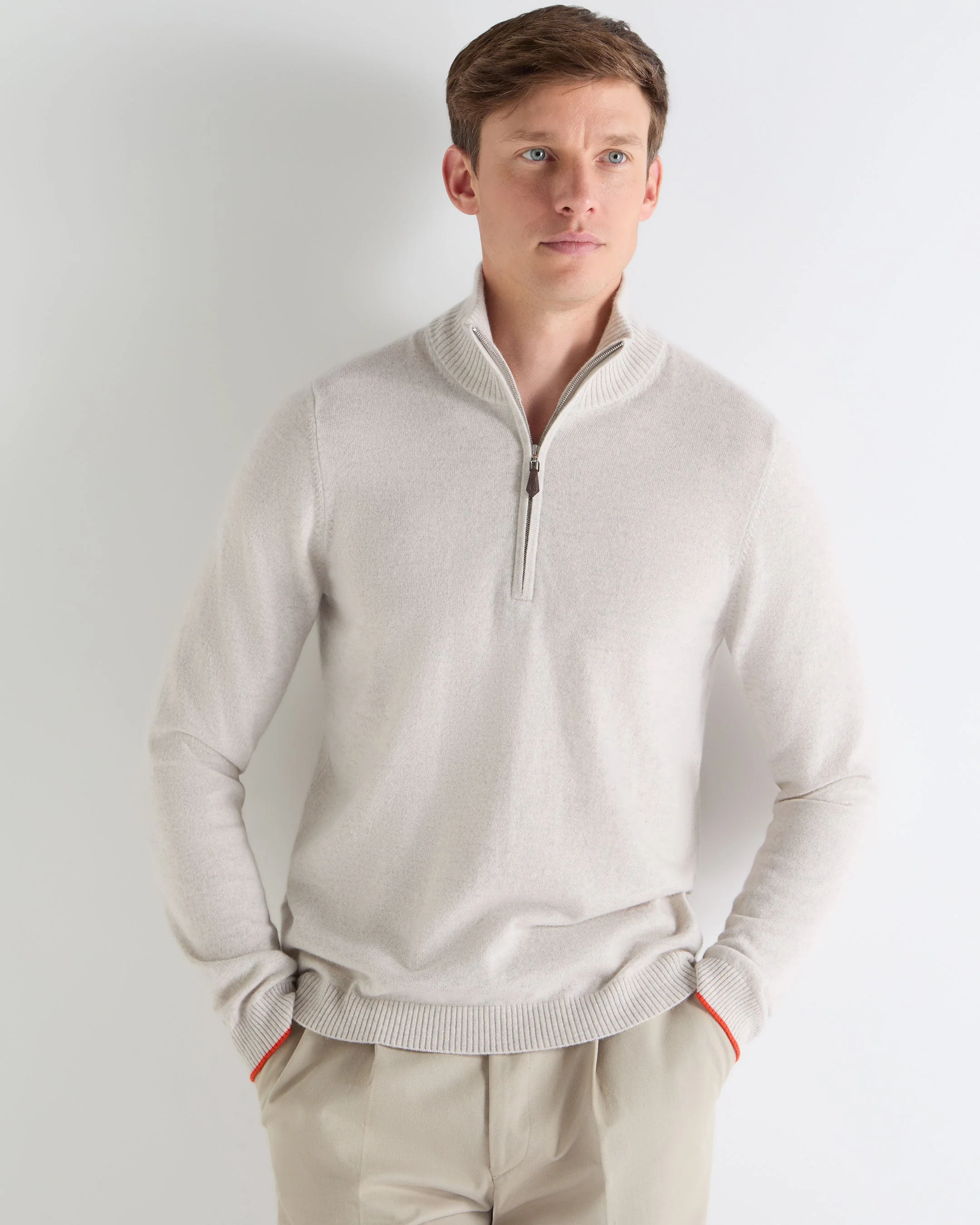 TUCCI HALF ZIP Pebble Grey - Image 3