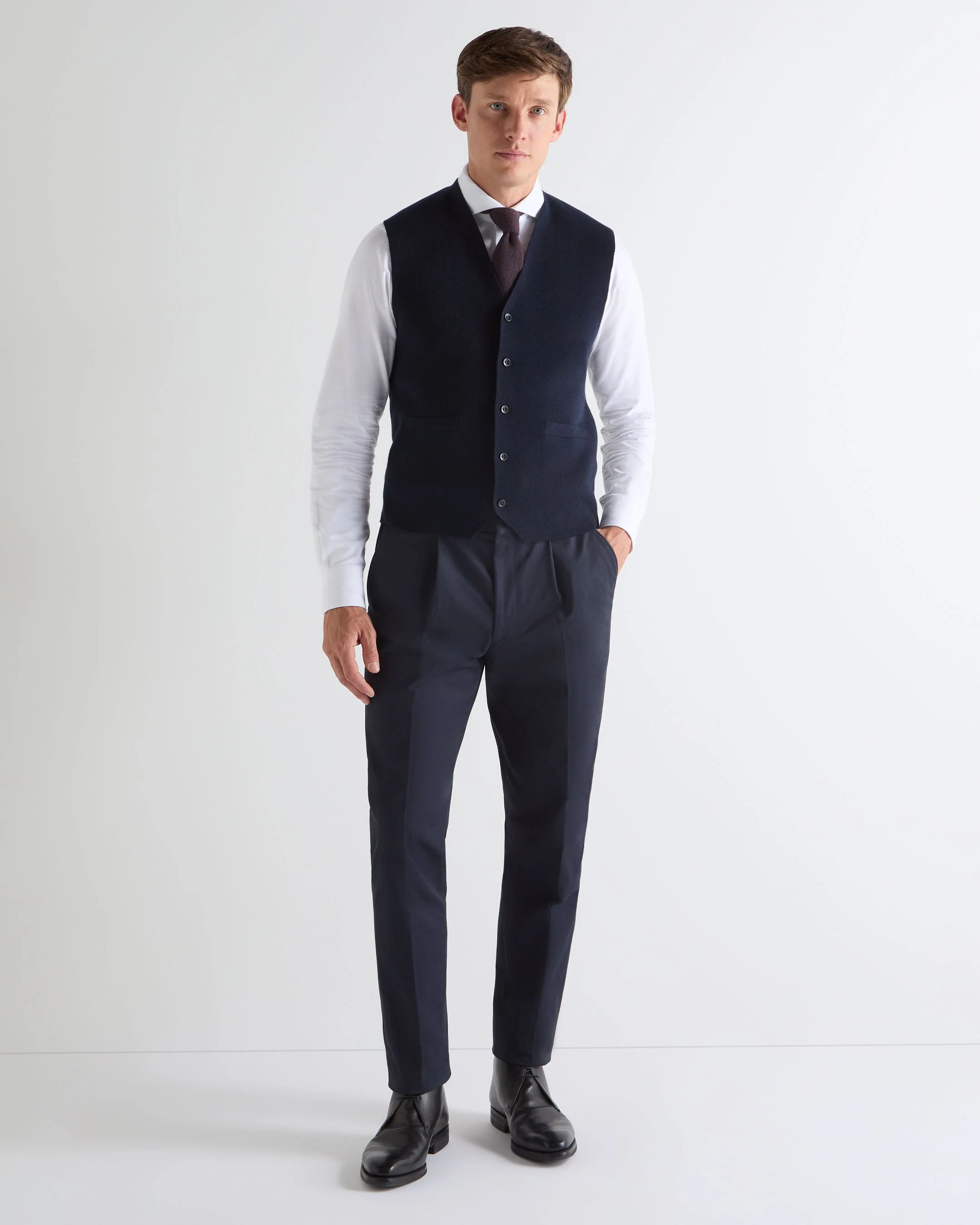 TUCCI KNITTED TIE Navy Blue + Brown - Image 3
