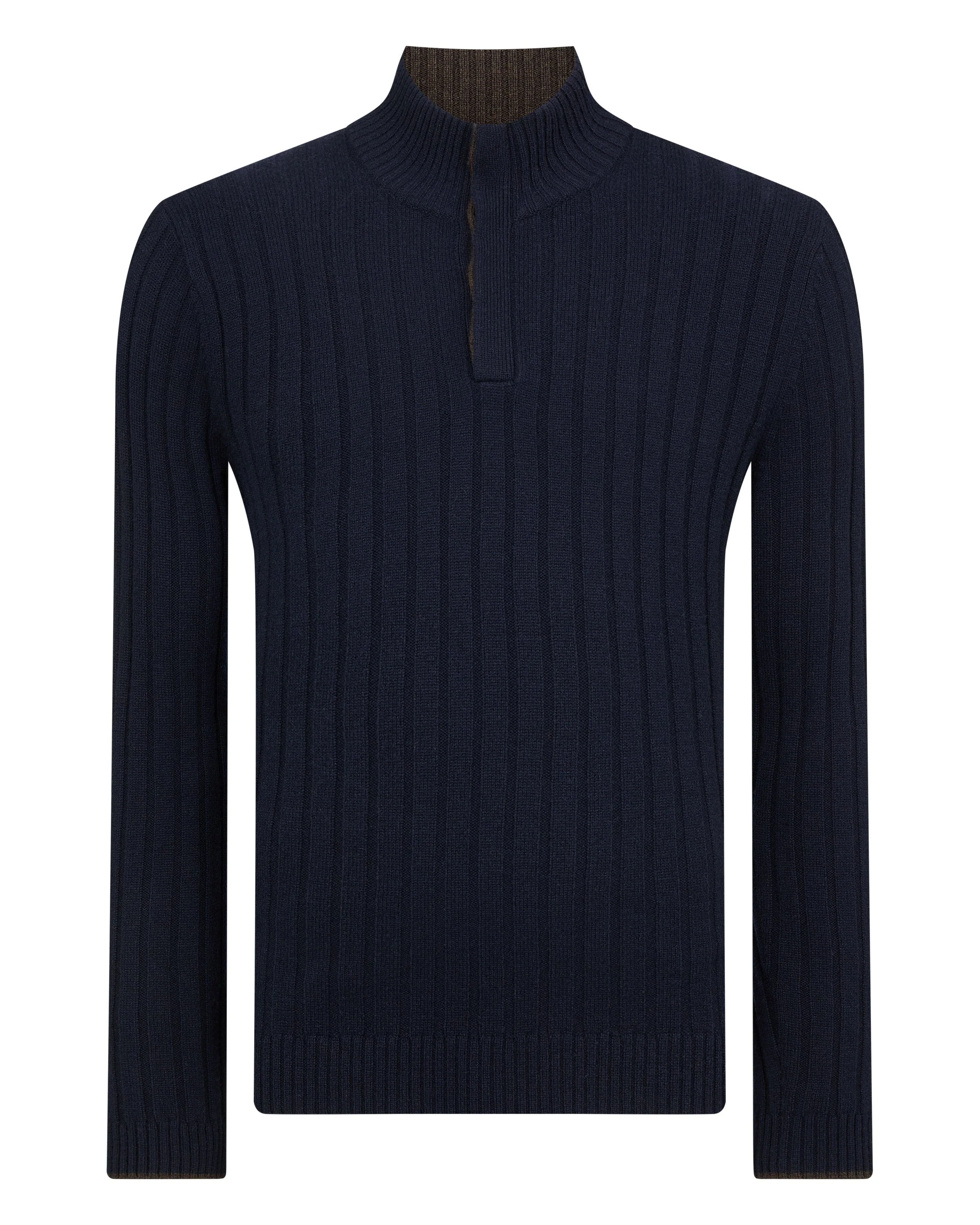 TUCCI RIB HALF BUTTON SWEATER Navy Blue - Image 2