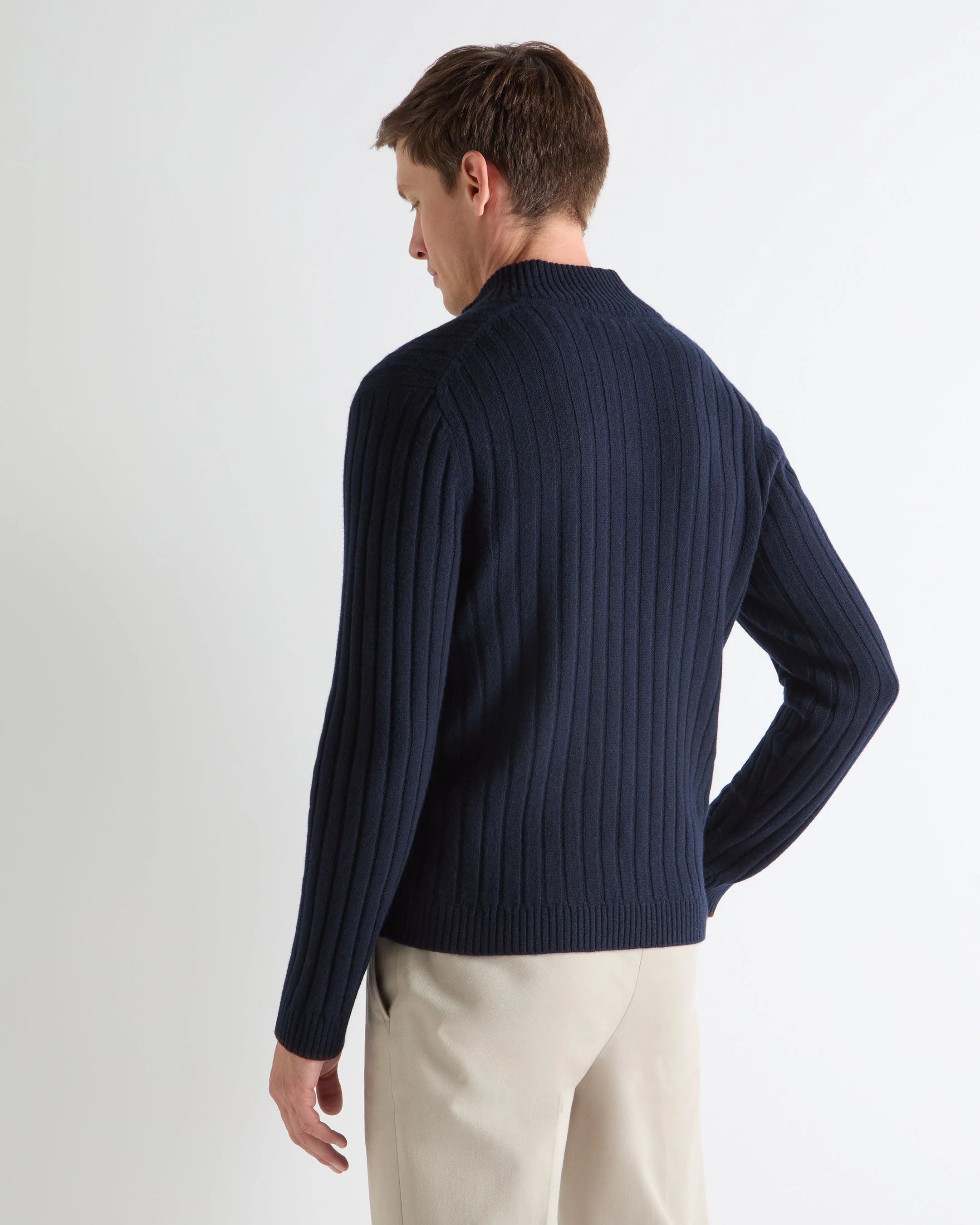 TUCCI RIB HALF BUTTON SWEATER Navy Blue - Image 4