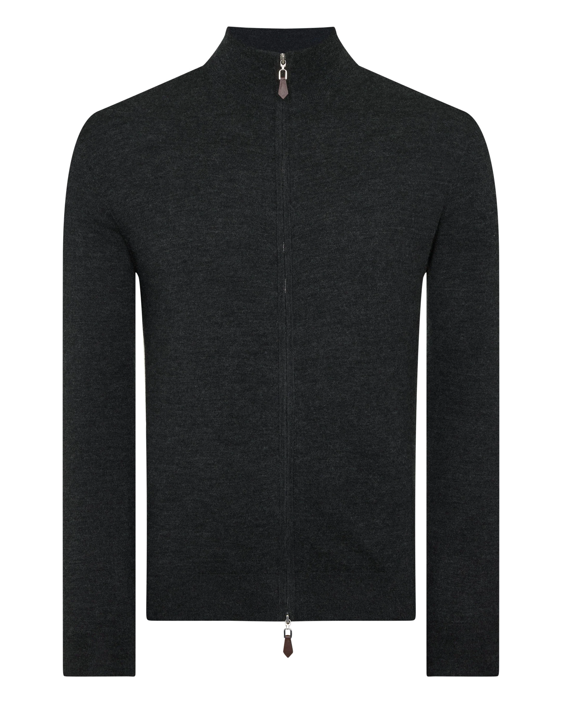 TUCCI SUPERFINE FULL ZIP Dark Charcoal Grey - Image 2