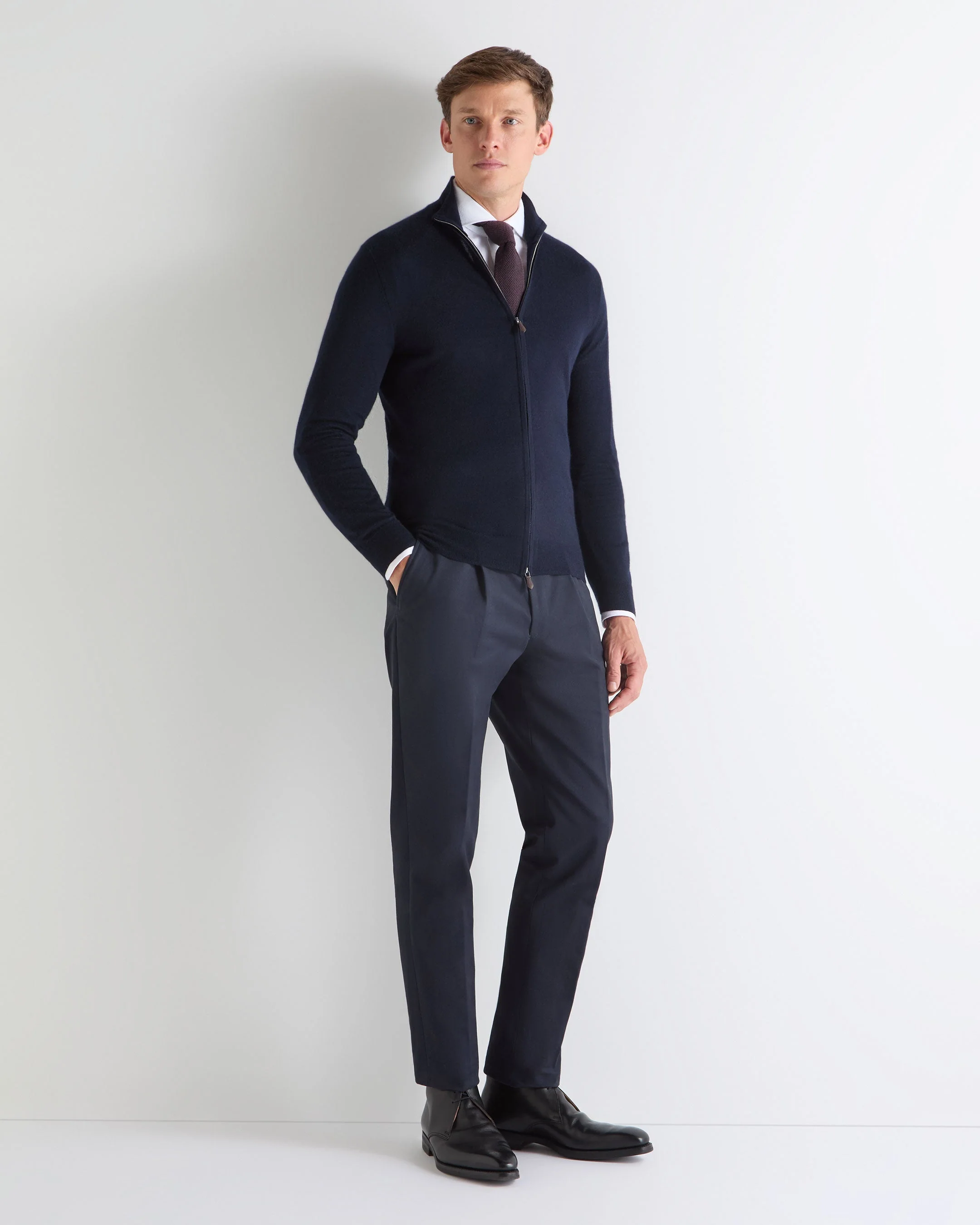 TUCCI SUPERFINE FULL ZIP Navy Blue - Image 4