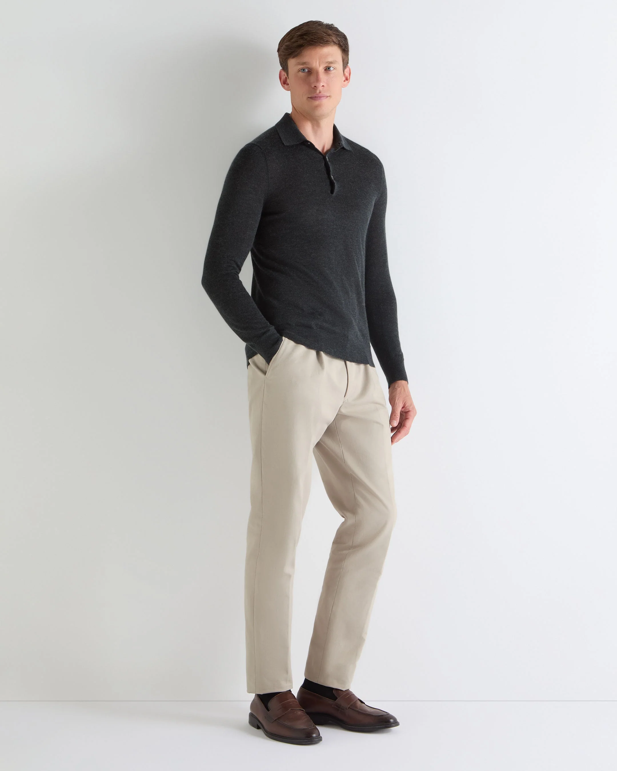 TUCCI SUPERFINE POLO SHIRT Dark Charcoal Grey - Image 4